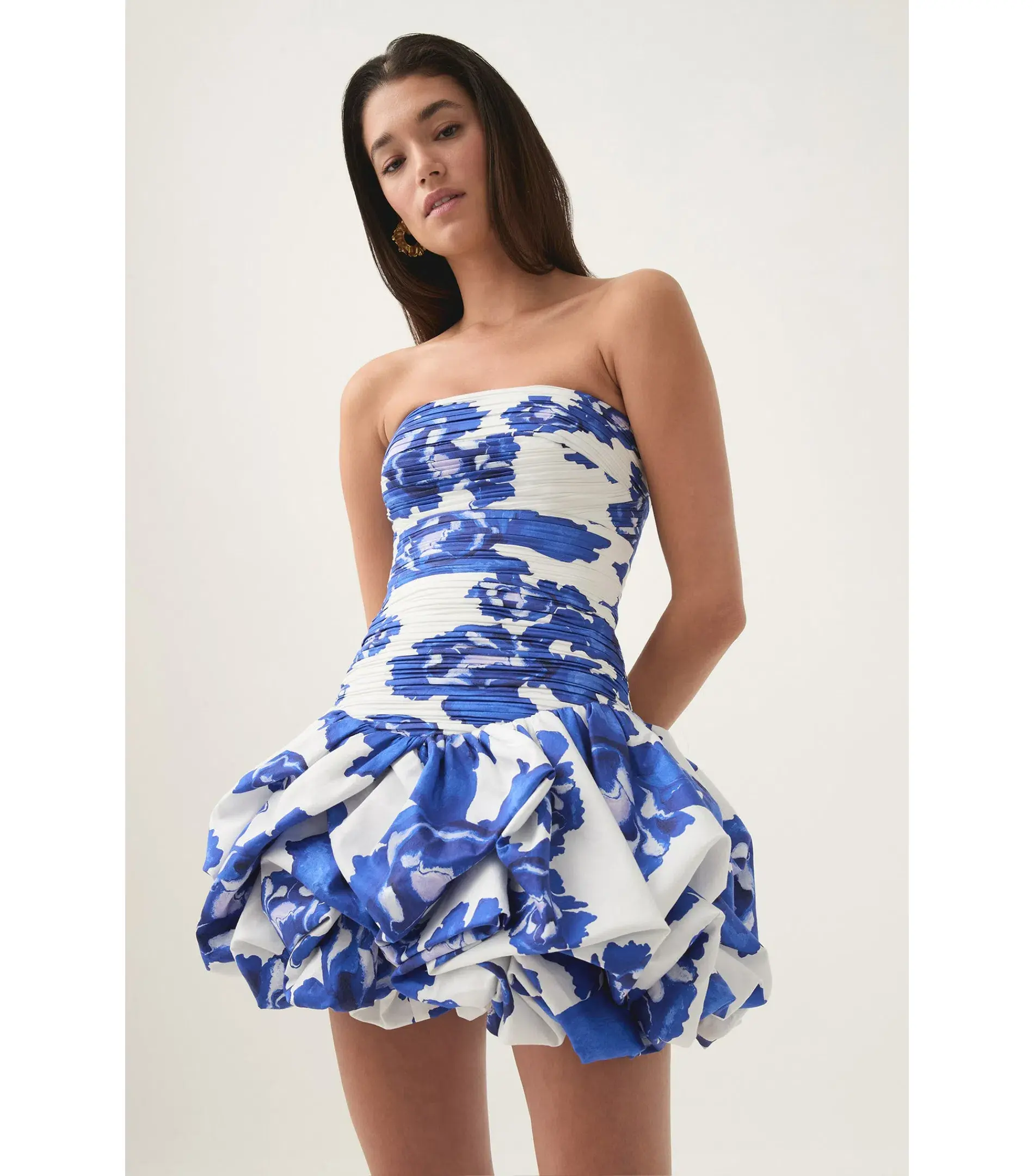 Aje Violette Bubble Hem Mini Dress Boldly Blooming Cobalt Size AU 4 - Image 2