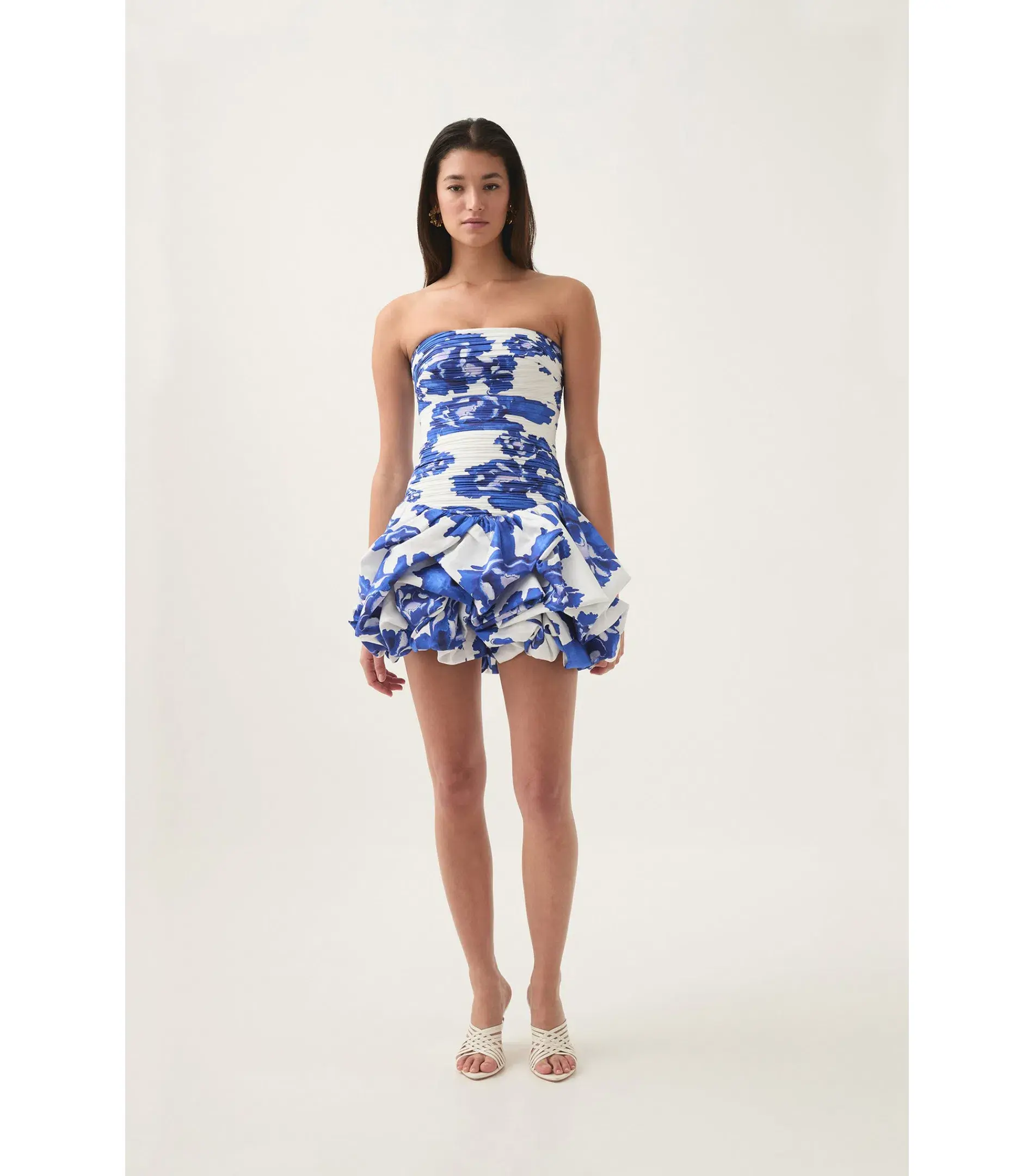 Aje Violette Bubble Hem Mini Dress Boldly Blooming Cobalt Size AU 4 - Image 1