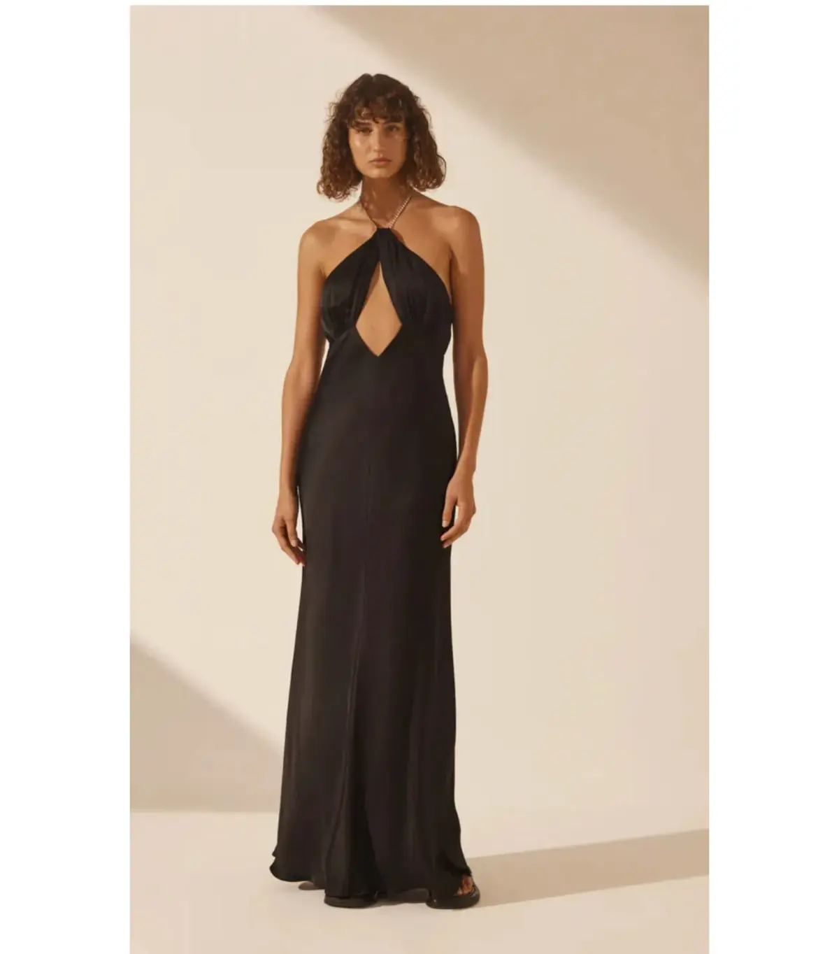 Shona Joy Lydie Chain Halter Neck Dress Black Size AU 8  - Image 1
