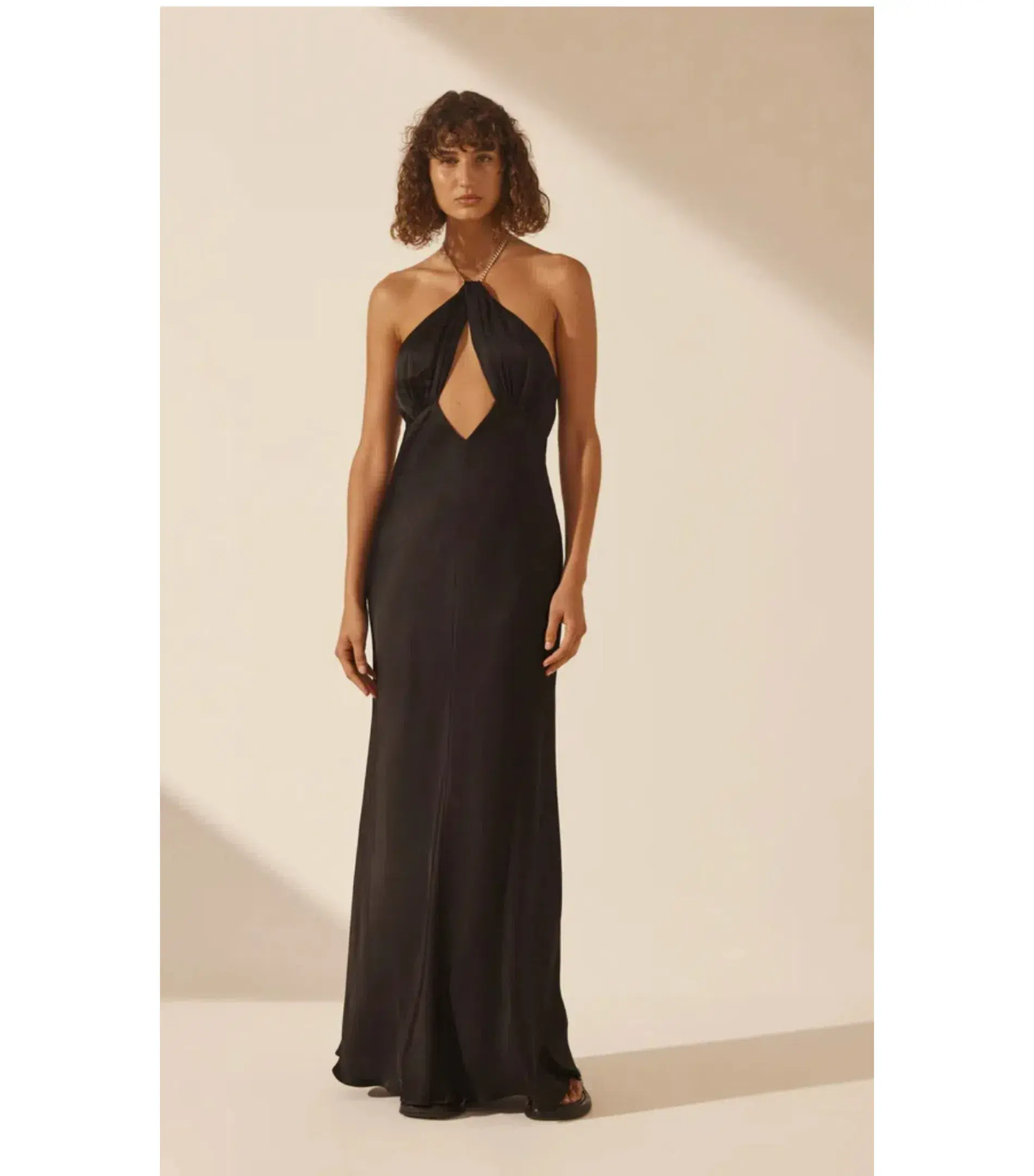Shona Joy Lydie Chain Halter Neck Dress Black Size AU 8  - Image 1
