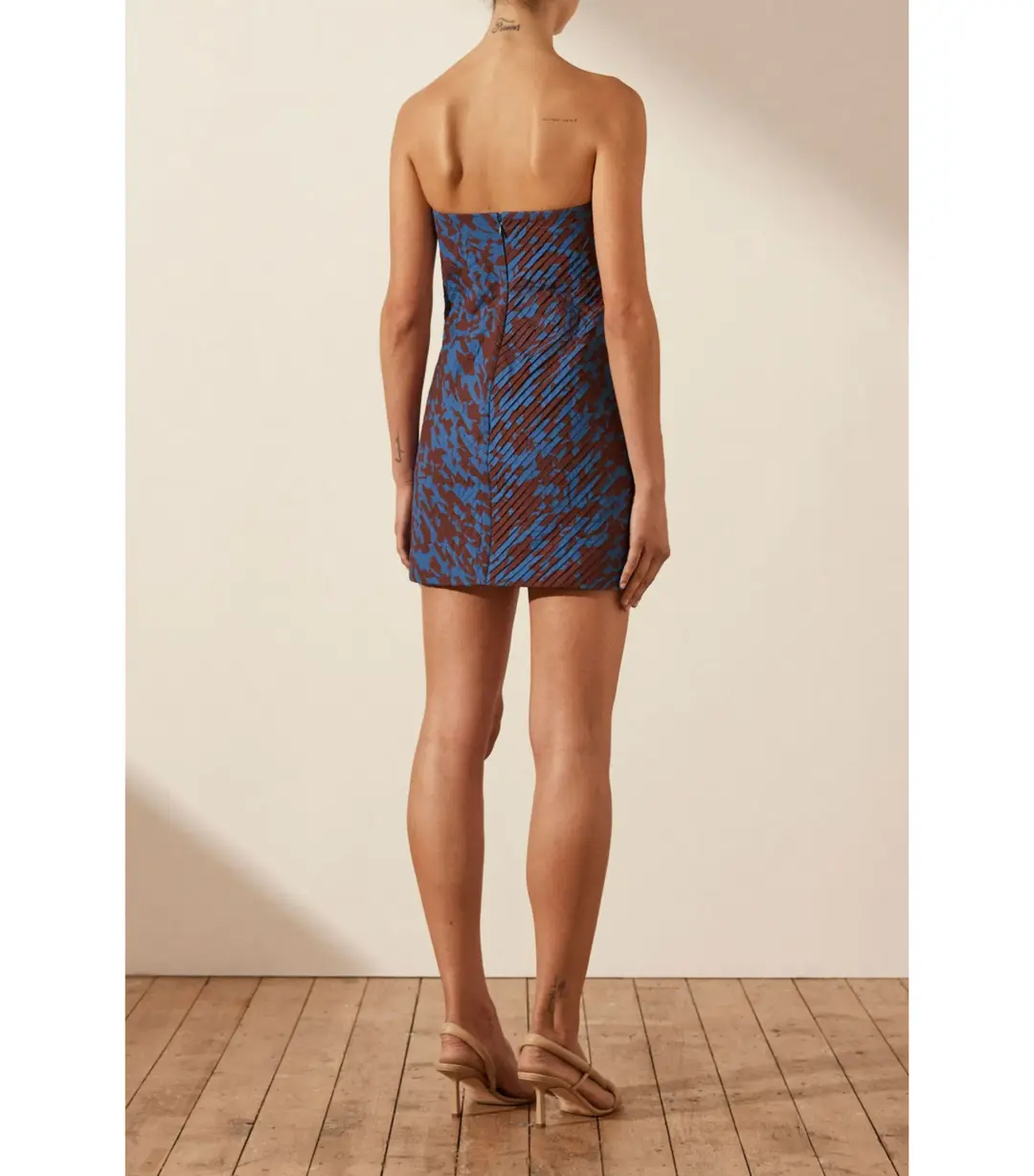 Shona Joy Catia Strapless Pleated Mini Dress Print Size AU 10 for rent on The Volte - main image