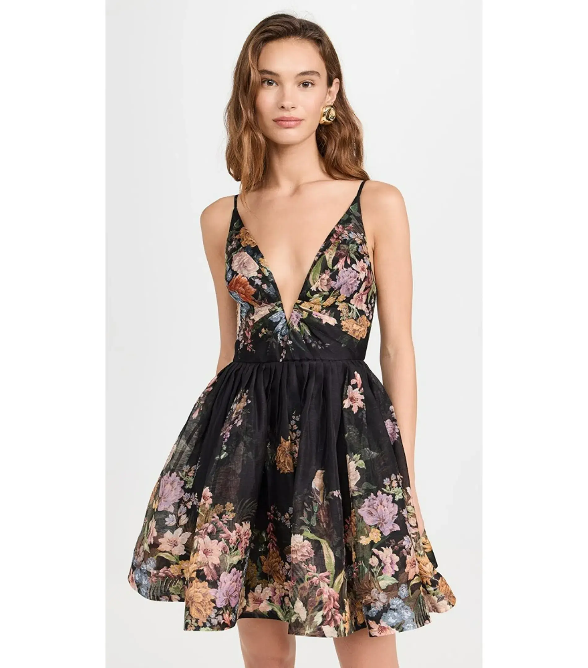Zimmermann Pavilion V Neck Mini Dress in Black Multi Floral Size 3 / AU 14 - Image 3