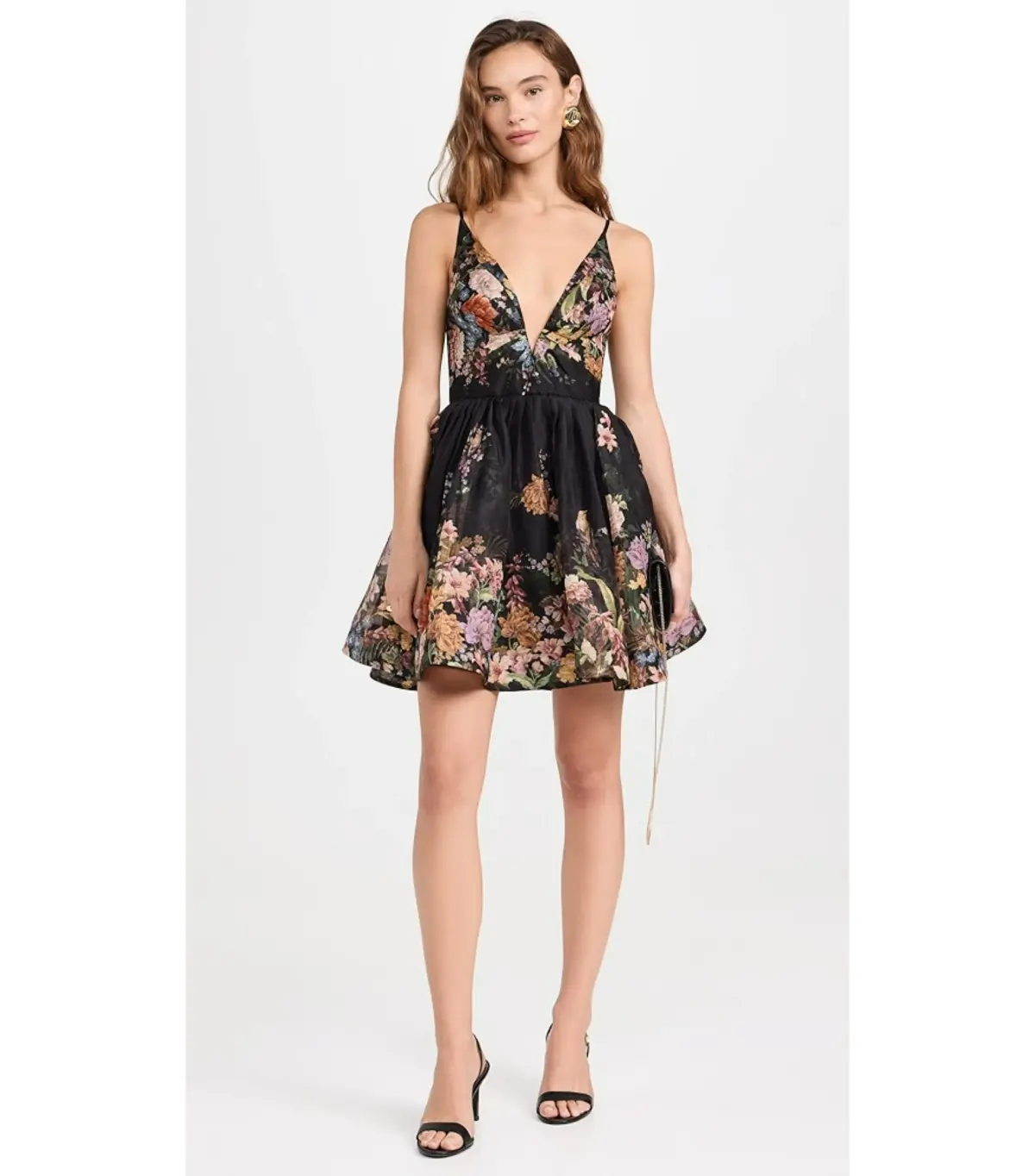 Zimmermann Pavilion V Neck Mini Dress in Black Multi Floral Size 3 / AU 14 - Image 2