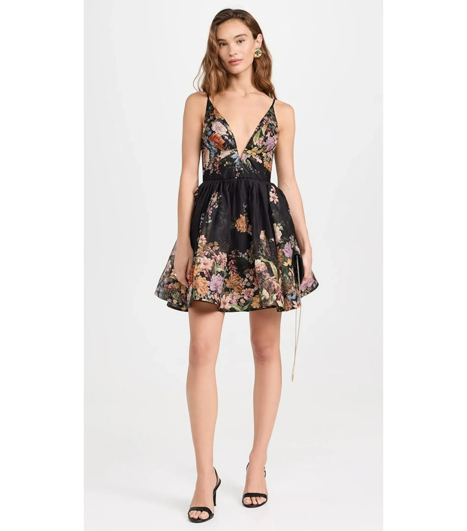 Zimmermann Pavilion V Neck Mini Dress in Black Multi Floral Size 3 / AU 14 - Image 2
