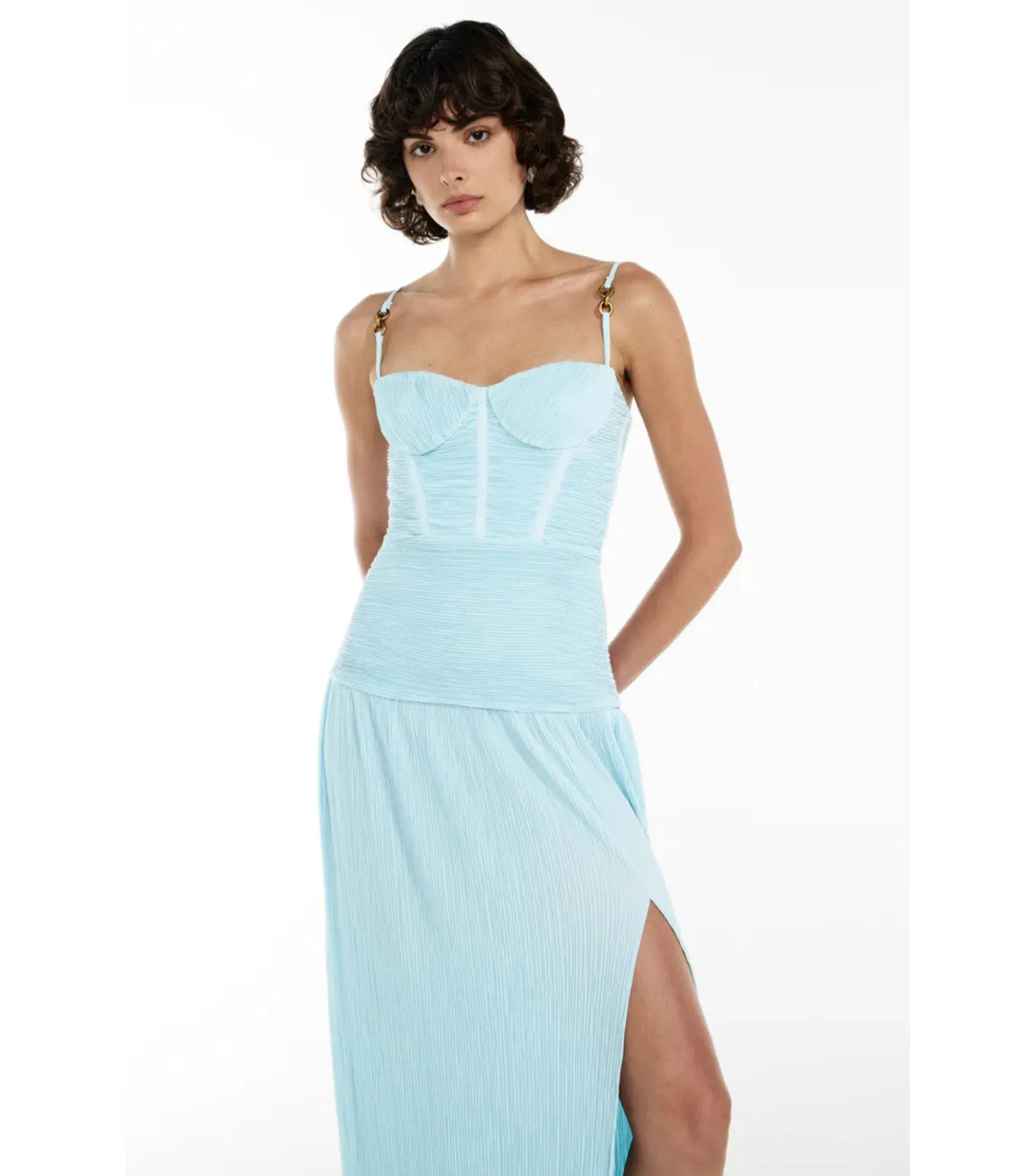 Manning Cartell Double Time Pleat Dress in Aqua Spritz Size AU 10 - Image 2