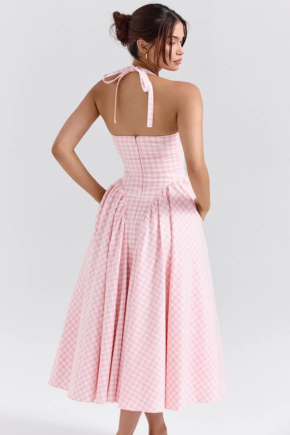 House of CB Marilyn Gingham Halter Midi Sundress Strawberry Shortcake Size S / AU 8 - Image 2
