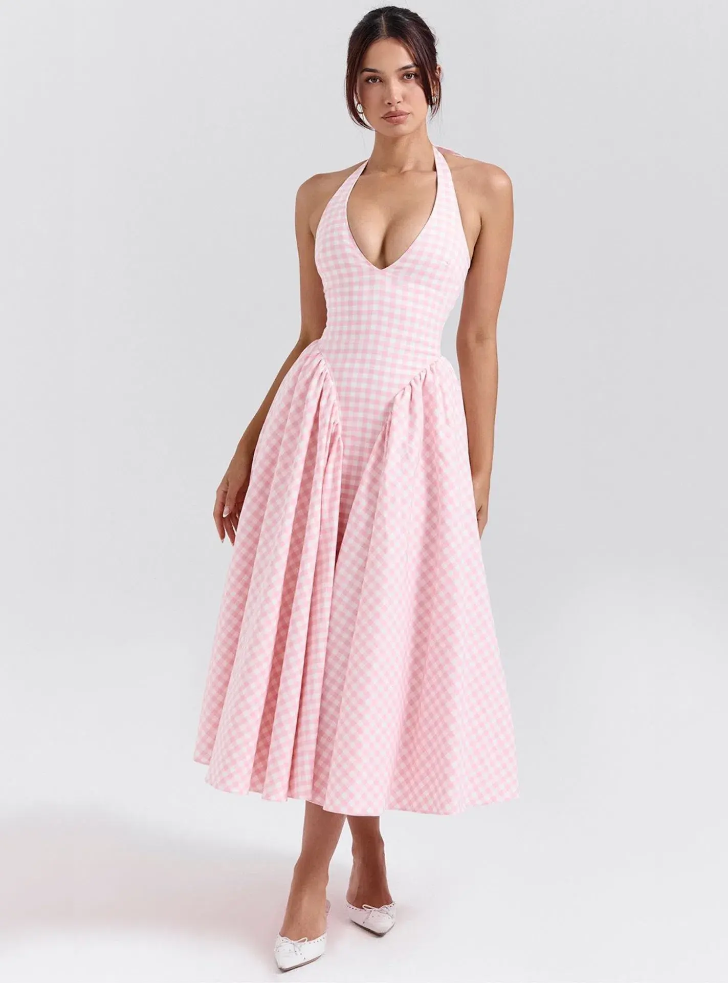 House of CB Marilyn Gingham Halter Midi Sundress Strawberry Shortcake Size S / AU 8 - Image 1