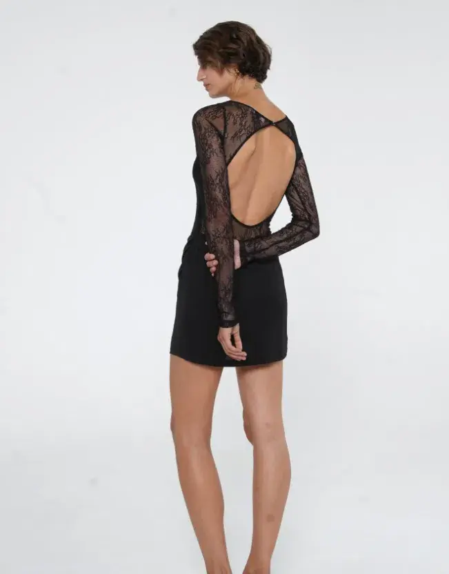 Benni Yana Lace Mini Dress Black Size 8 - Image 3