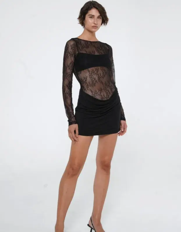 Benni Yana Lace Mini Dress Black Size 8 - Image 2