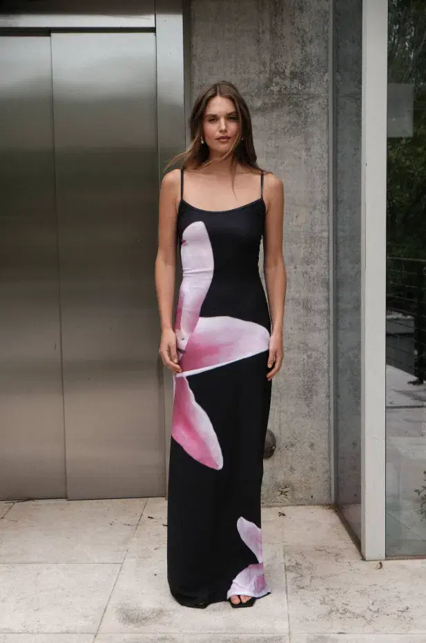 With Harper Lu Slip Dress Black Lily Floral Size S / AU 8 - Image 1