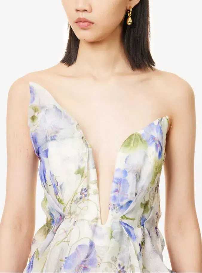 Zimmermann Natura Draped Mini Dress Blue Floral Size 0 / AU 8 - Image 7
