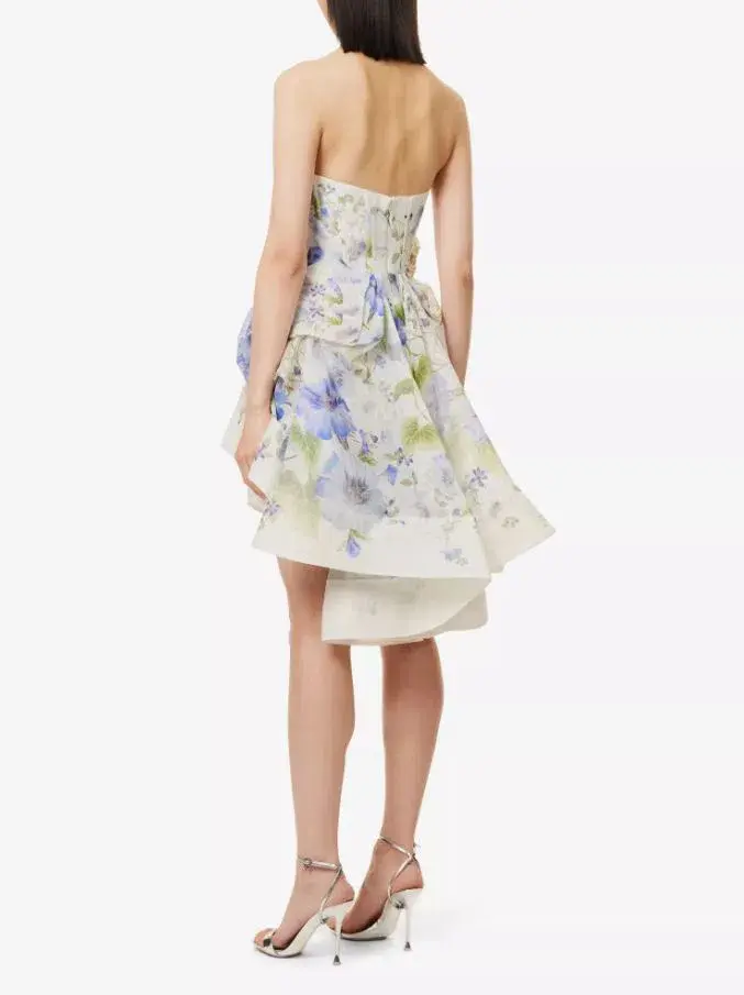 Zimmermann Natura Draped Mini Dress Blue Floral Size 0 / AU 8 - Image 5