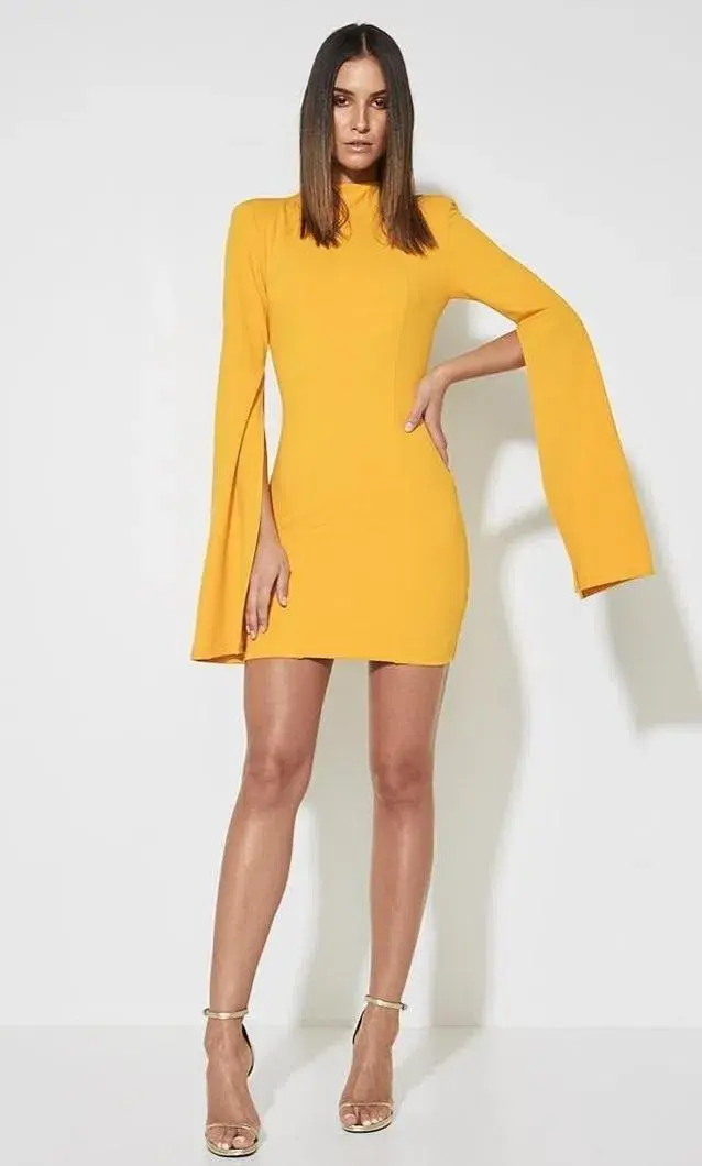 Mossman The Sense of Mystery Mini Dress Yellow Size 10 - Image 1
