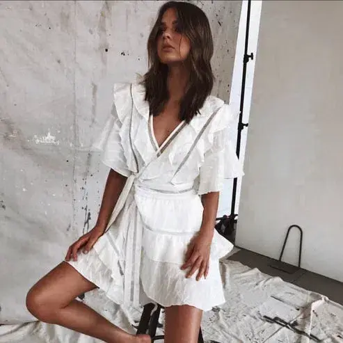 Acler Basque Mini Dress in Ivory White Size AU 6 - Image 6