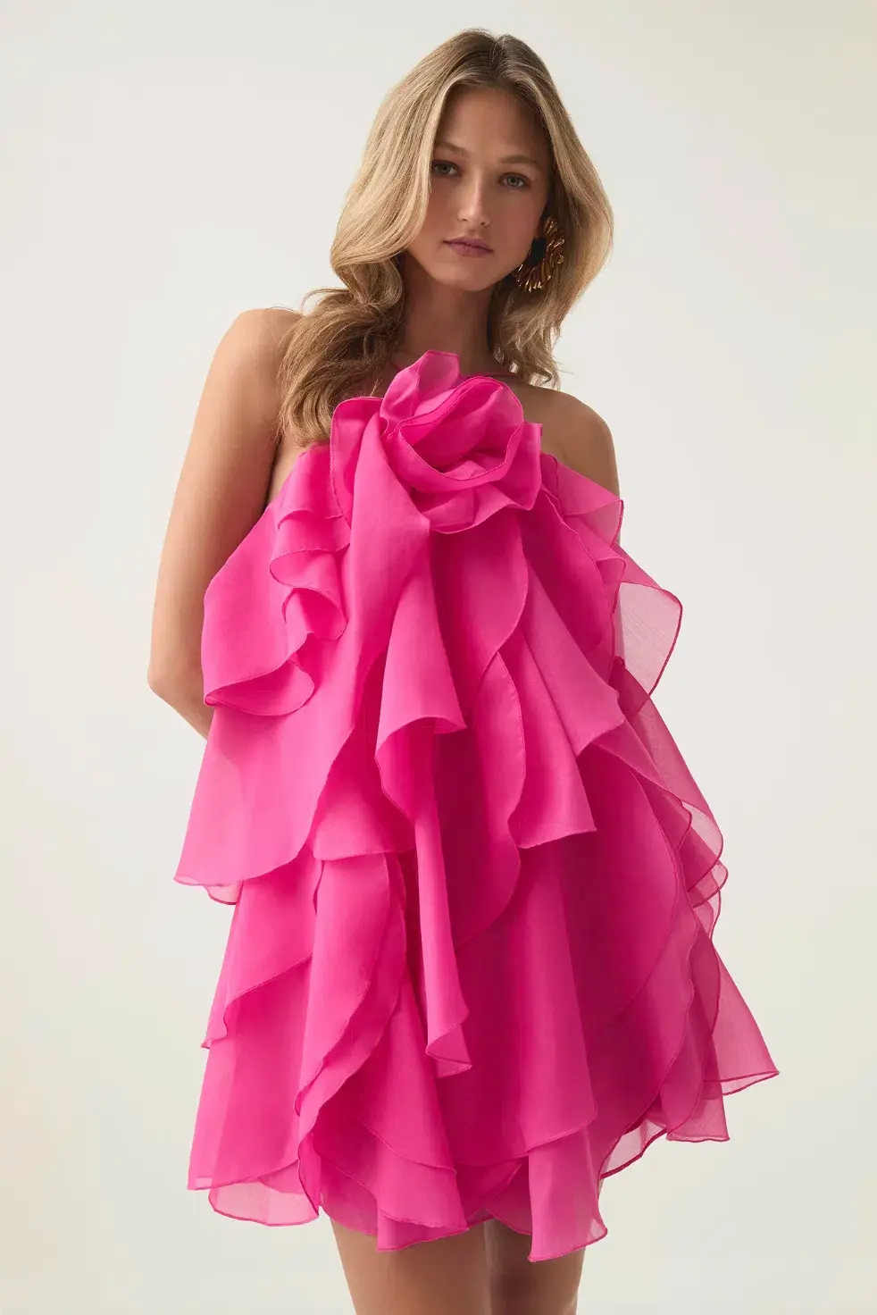 Aje Pandorea Layered Mini Dress Fuchsia Rose Size 14 - Image 2