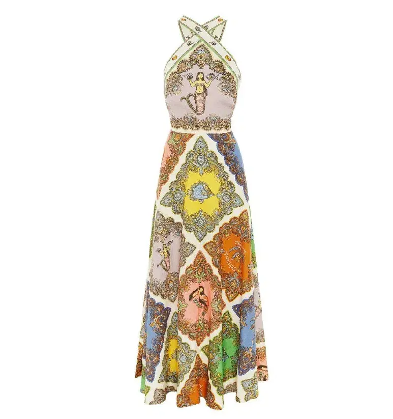 Alemais Trippy Troppo Halter Midi Dress Multi Size 12 for rent on The Volte - main image