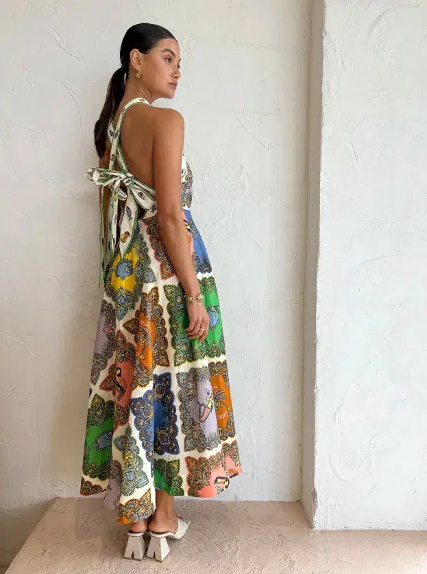 Alemais Trippy Troppo Halter Midi Dress Multi Size 12 - Image 2