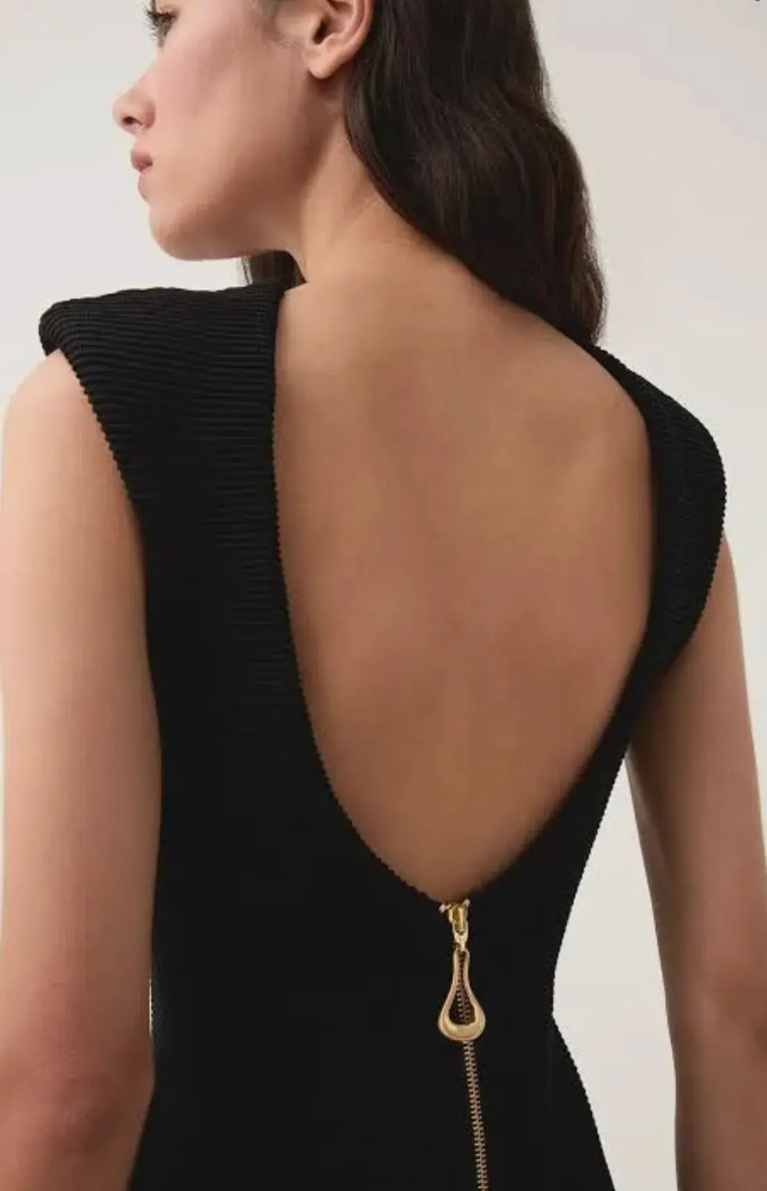 Aje Rushes Raffia Knit Mini Dress Black Size 8 - Image 4