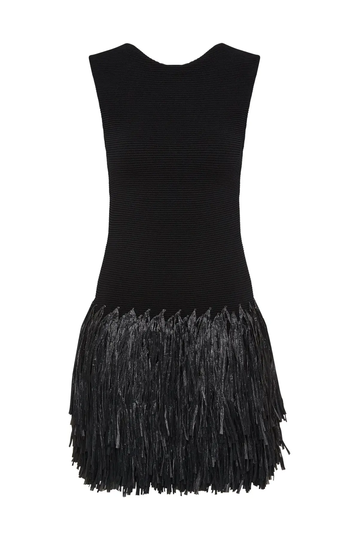 Aje Rushes Raffia Knit Mini Dress Black Size 8 - Image 6