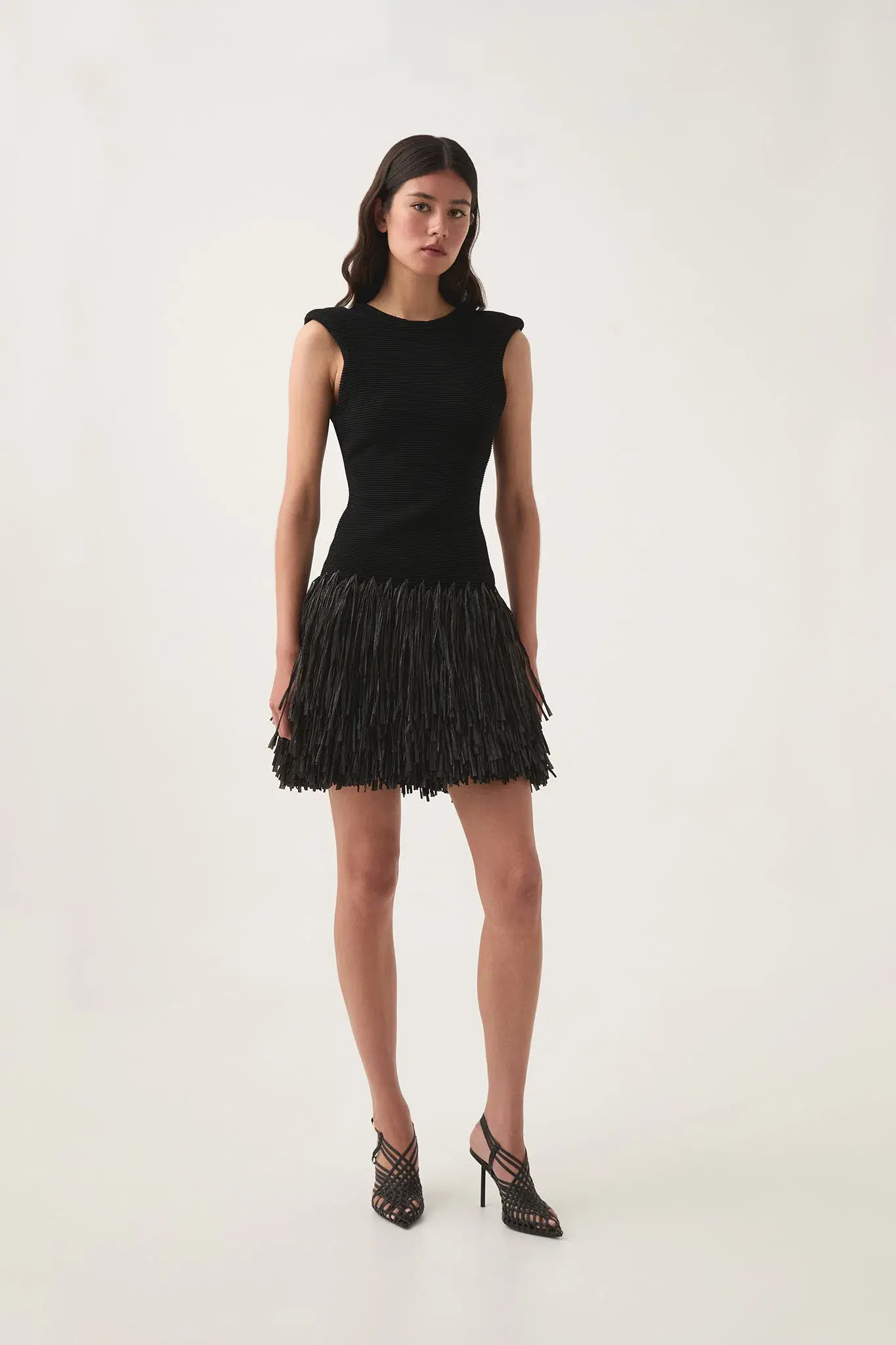 Aje Rushes Raffia Knit Mini Dress Black Size 8 - Image 2