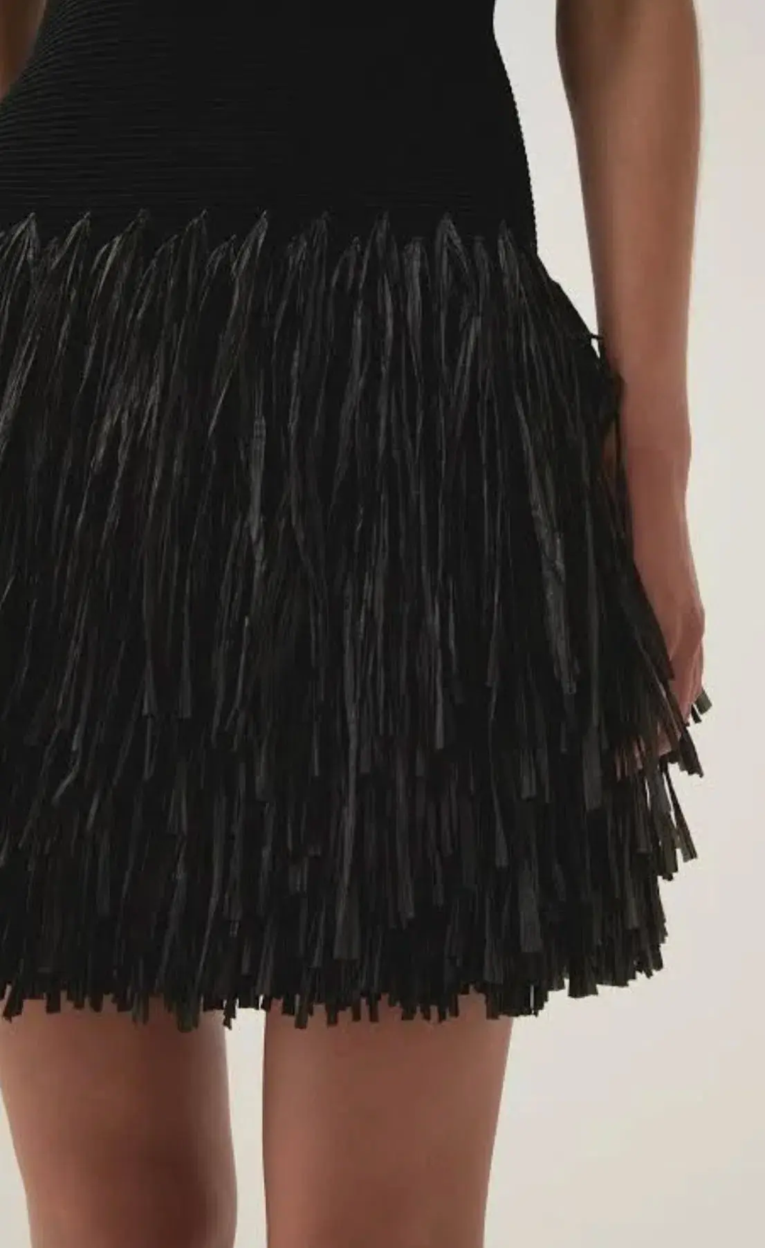 Aje Rushes Raffia Knit Mini Dress Black Size 8 - Image 5