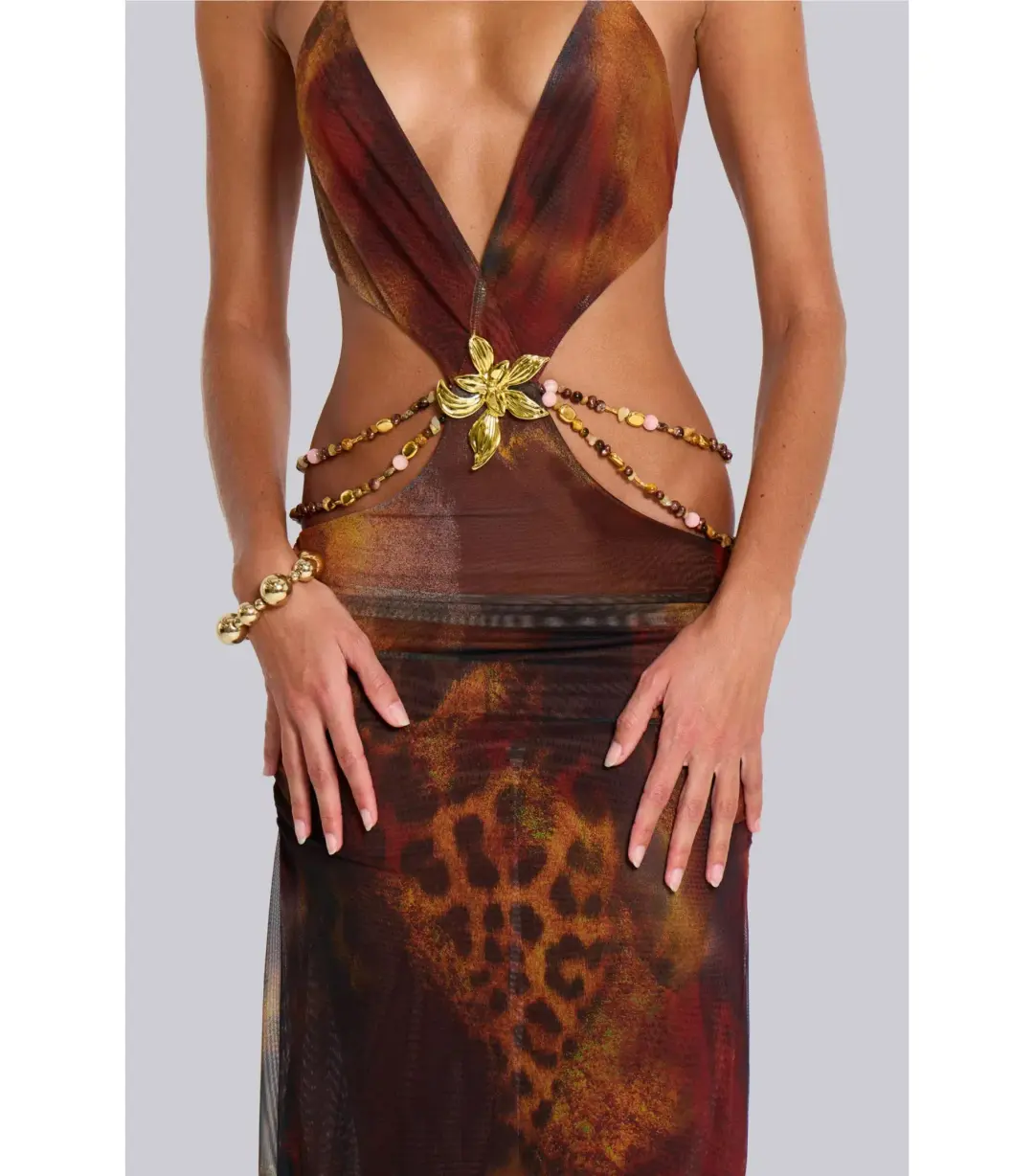 Jaded London Vida Backless Maxi Dress Whiskey Size M / AU 10 for rent on The Volte - main image