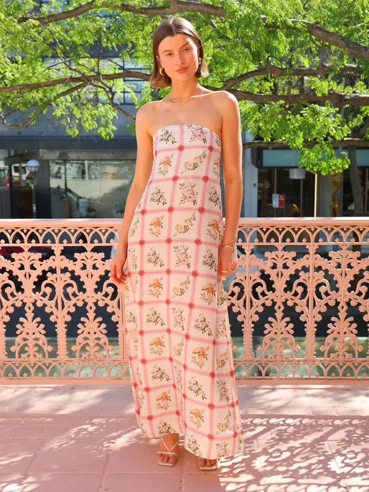 Aston Studio Lucie Dress in Hana Check Print Size AU 16 for rent on The Volte - main image