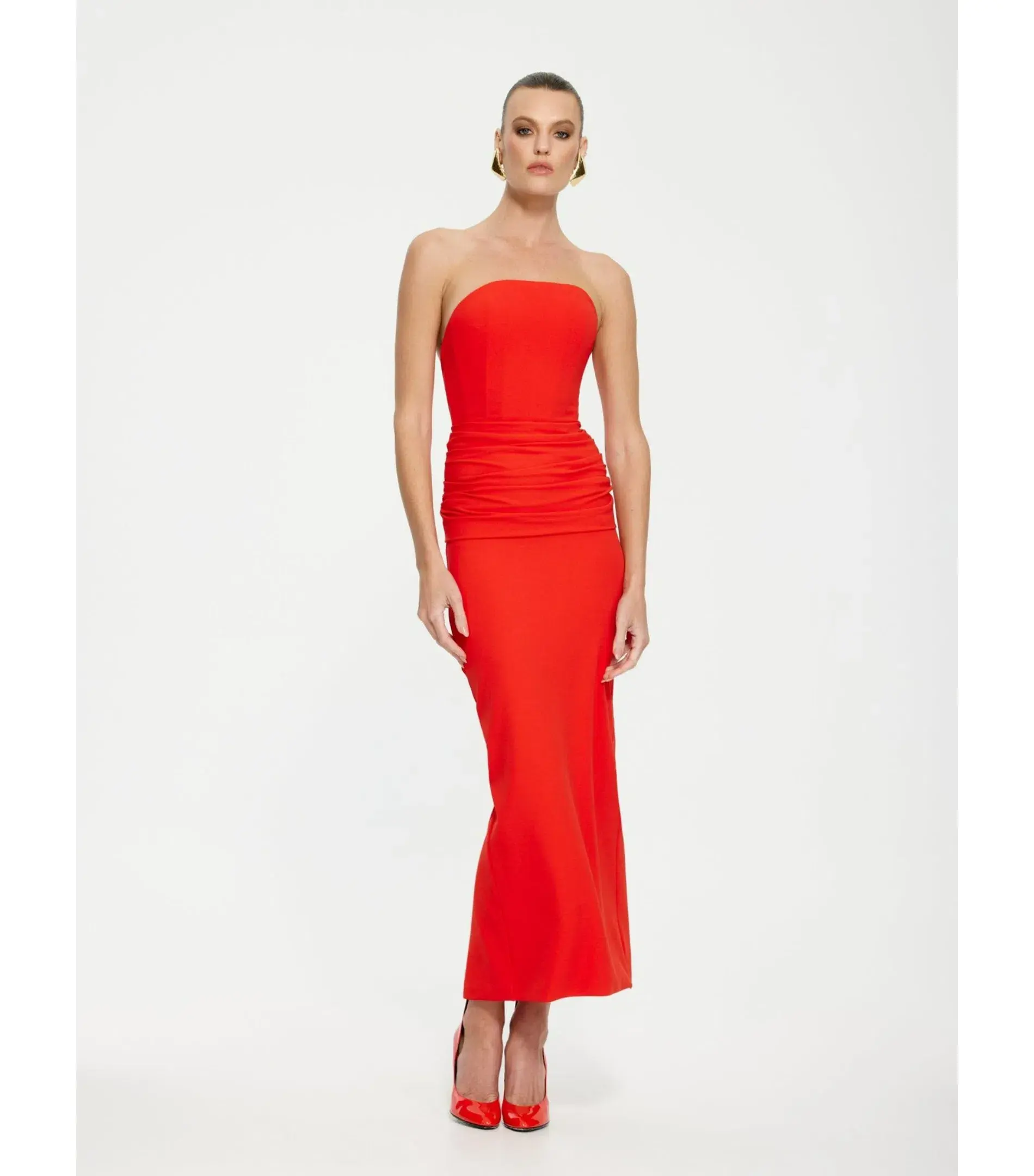 Effie Kats Astor Midi Dress in Cherry Red Size AU 6 - Image 1
