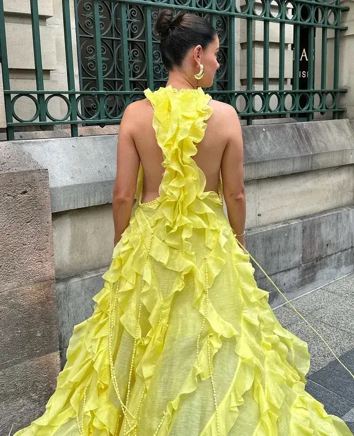 Zimmermann Wonderland Ruffle Gown Lemon Yellow Size 8  - Image 3
