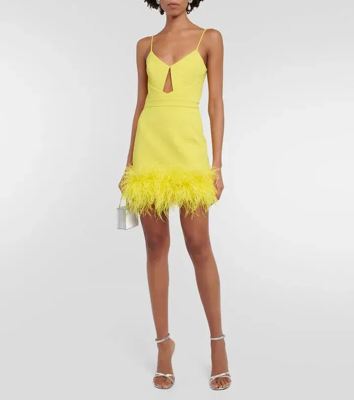 Rebecca Vallance Piero Feather Mini Dress Lime Size 10 - Image 1