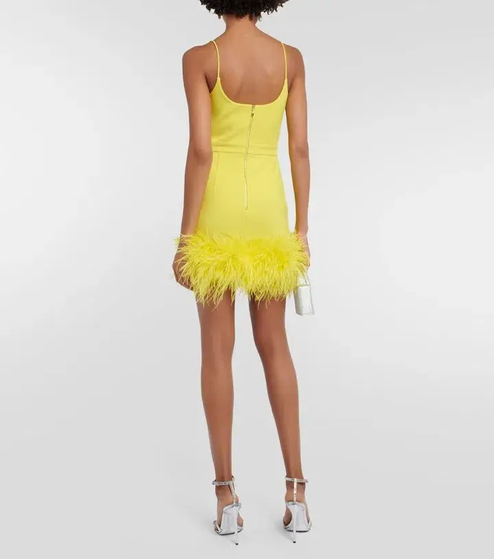 Rebecca Vallance Piero Feather Mini Dress Lime Size 10 - Image 2
