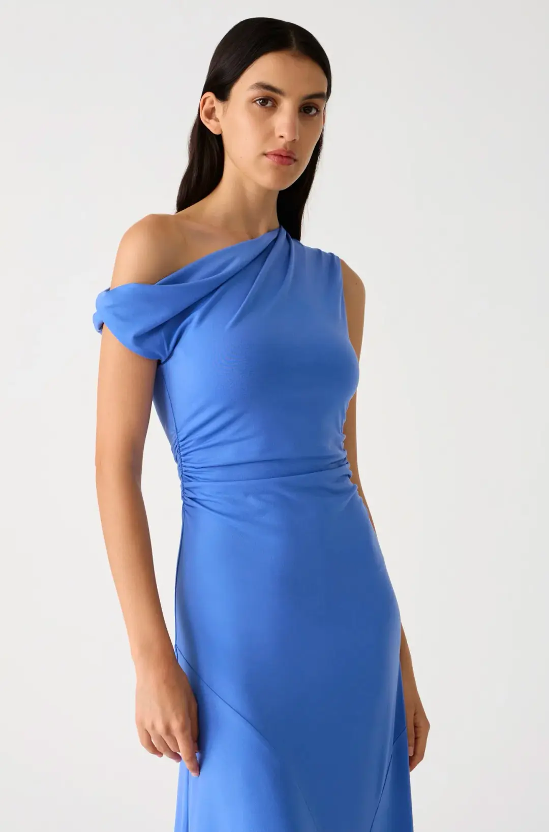 Misha Alma Matte Jersey Midi Dress Cornflower Blue Size 8/S for rent on The Volte - main image