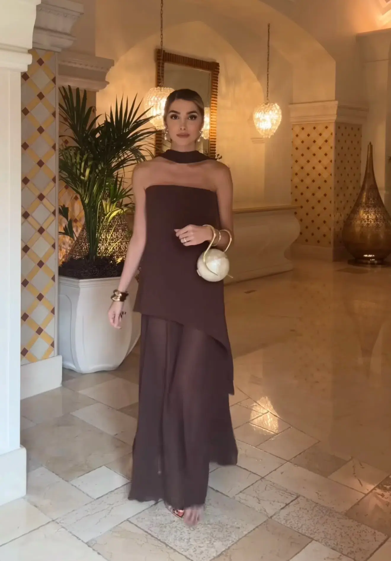 Matters Store Monaco Dress with Scarf Brown Size S / AU 8 - Image 1