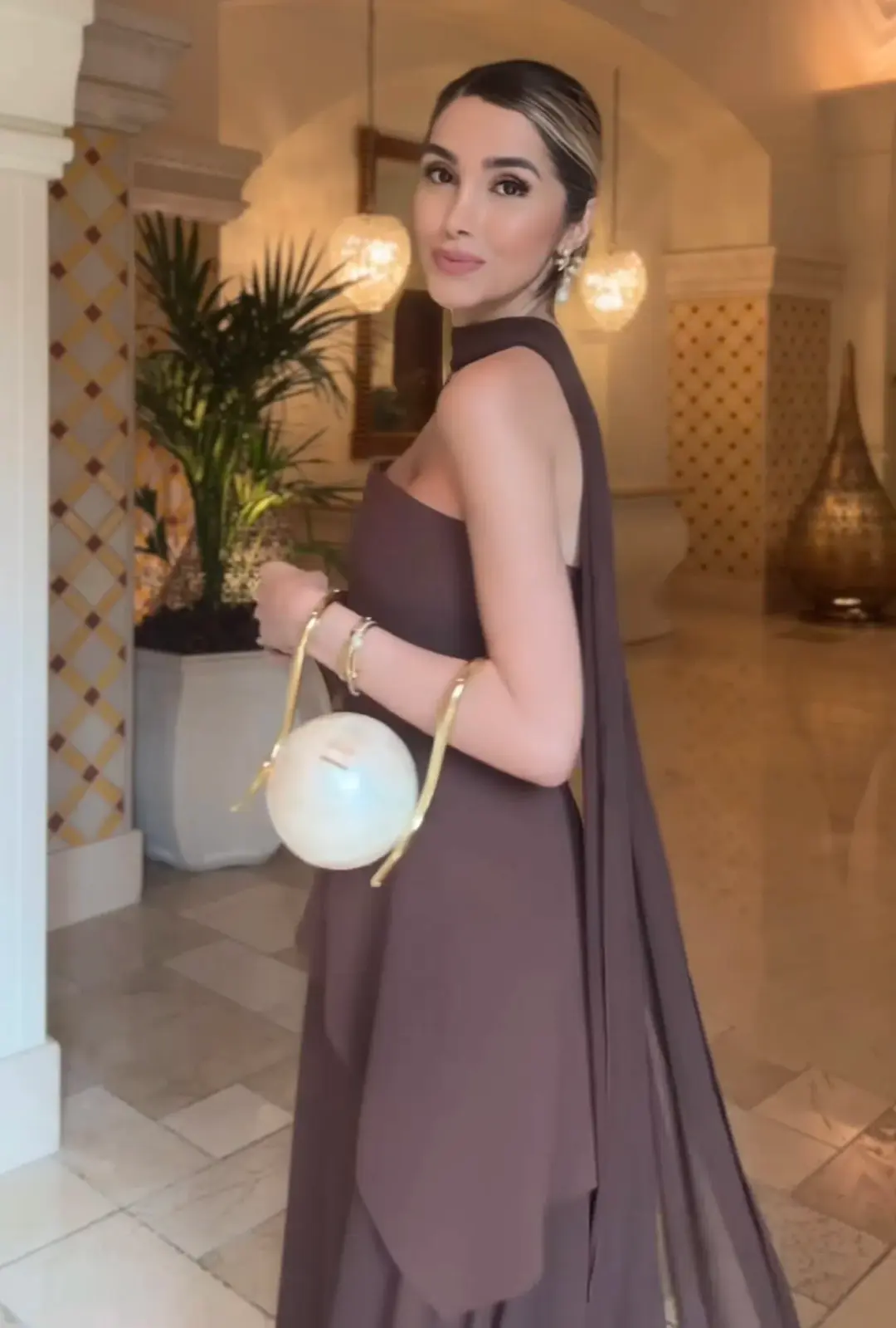 Matters Store Monaco Dress with Scarf Brown Size S / AU 8 for rent on The Volte - main image