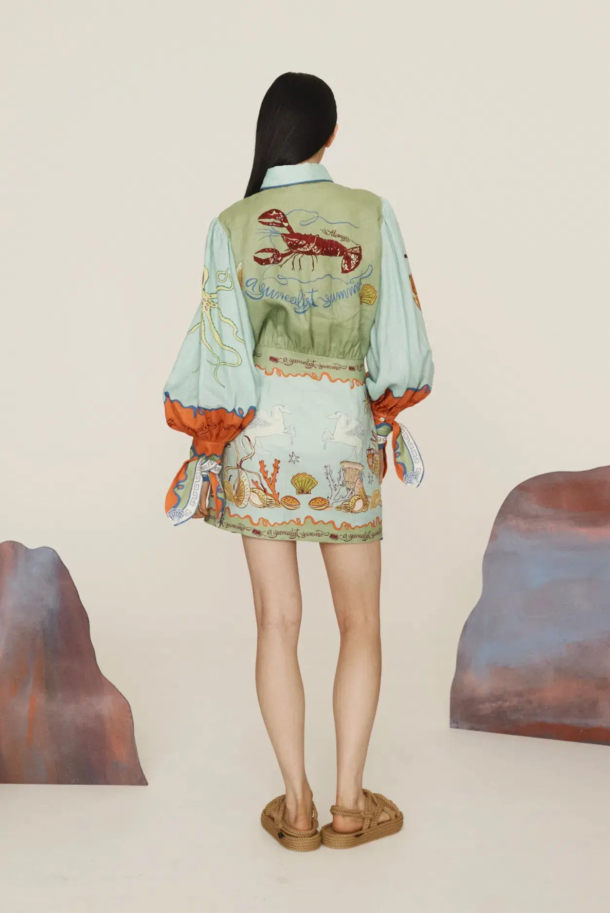 Alemais Surrealist Summer Mini Dress Multi Size 16 - Image 3