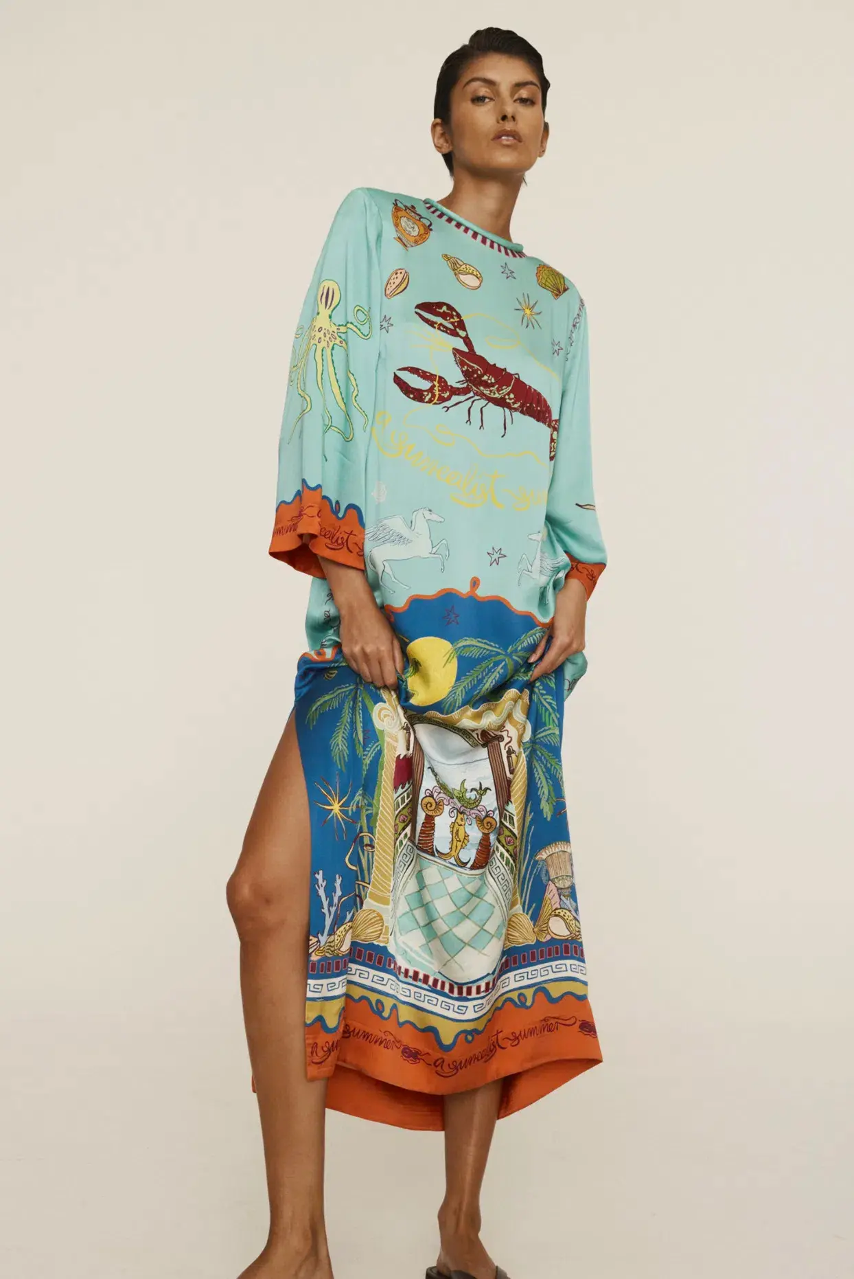 Alemais Surrealist Summer Silk Midi Dress Multi Size 16 - Image 4