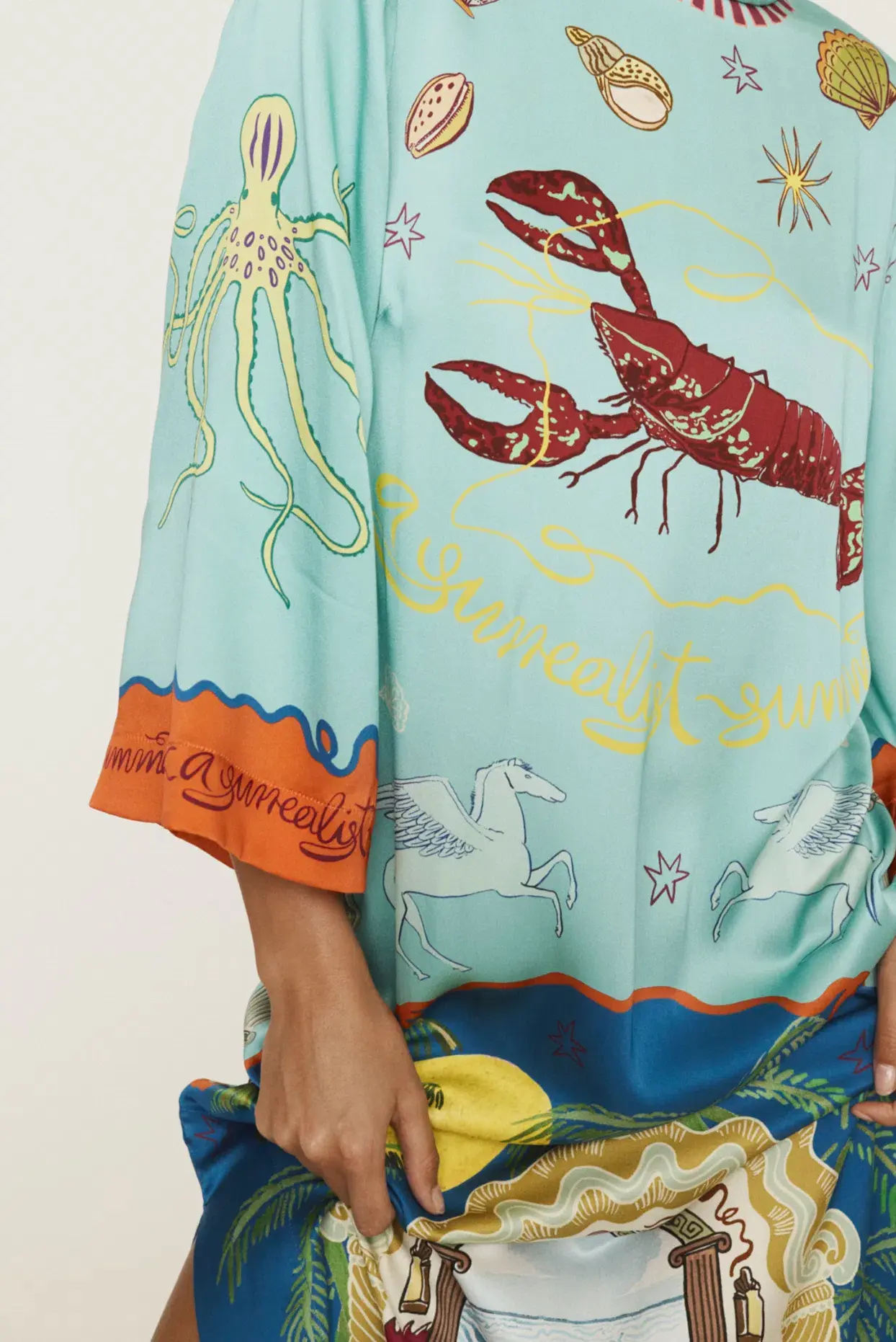 Alemais Surrealist Summer Silk Midi Dress Multi Size 16 - Image 5
