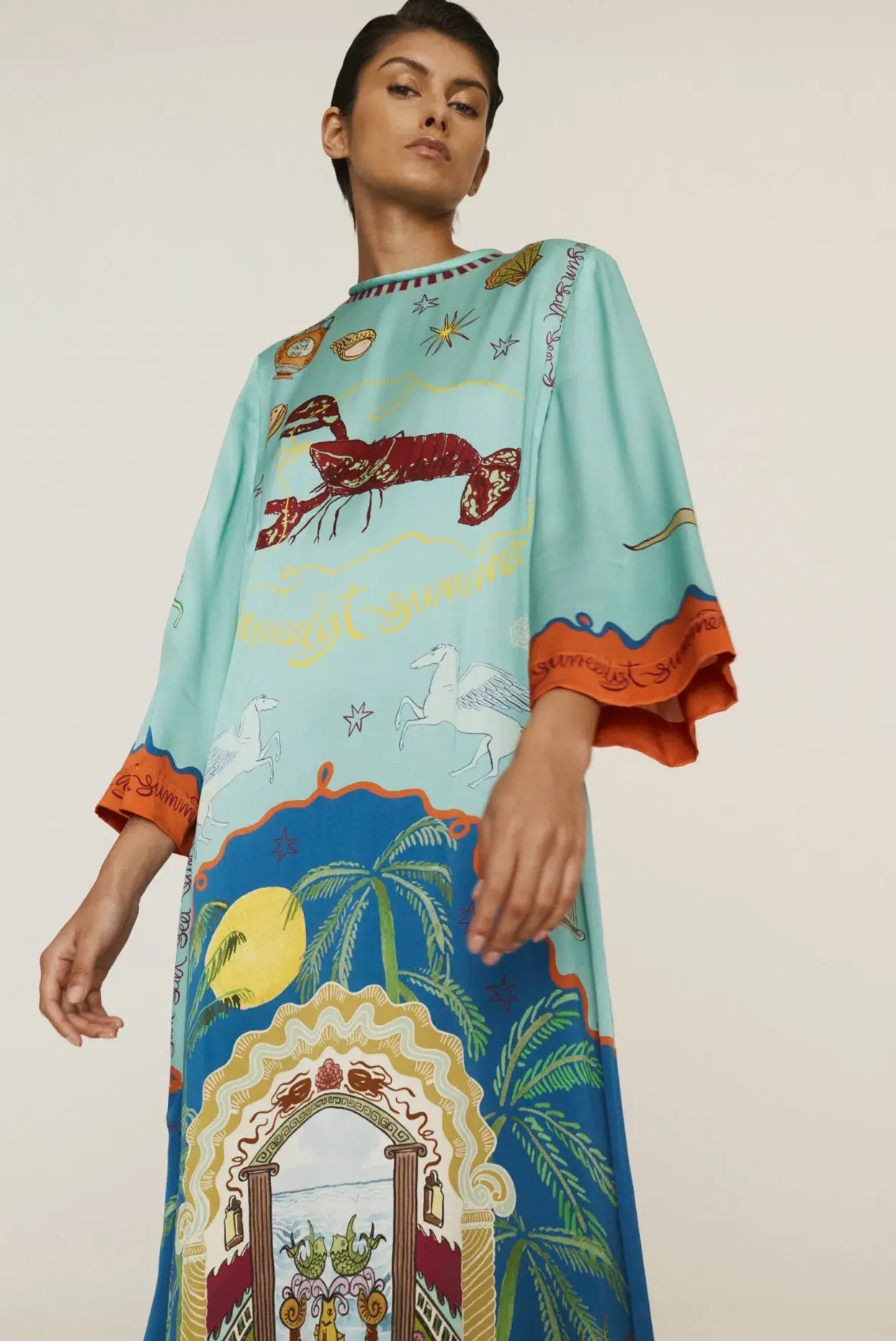 Alemais Surrealist Summer Silk Midi Dress Multi Size 16 - Image 2