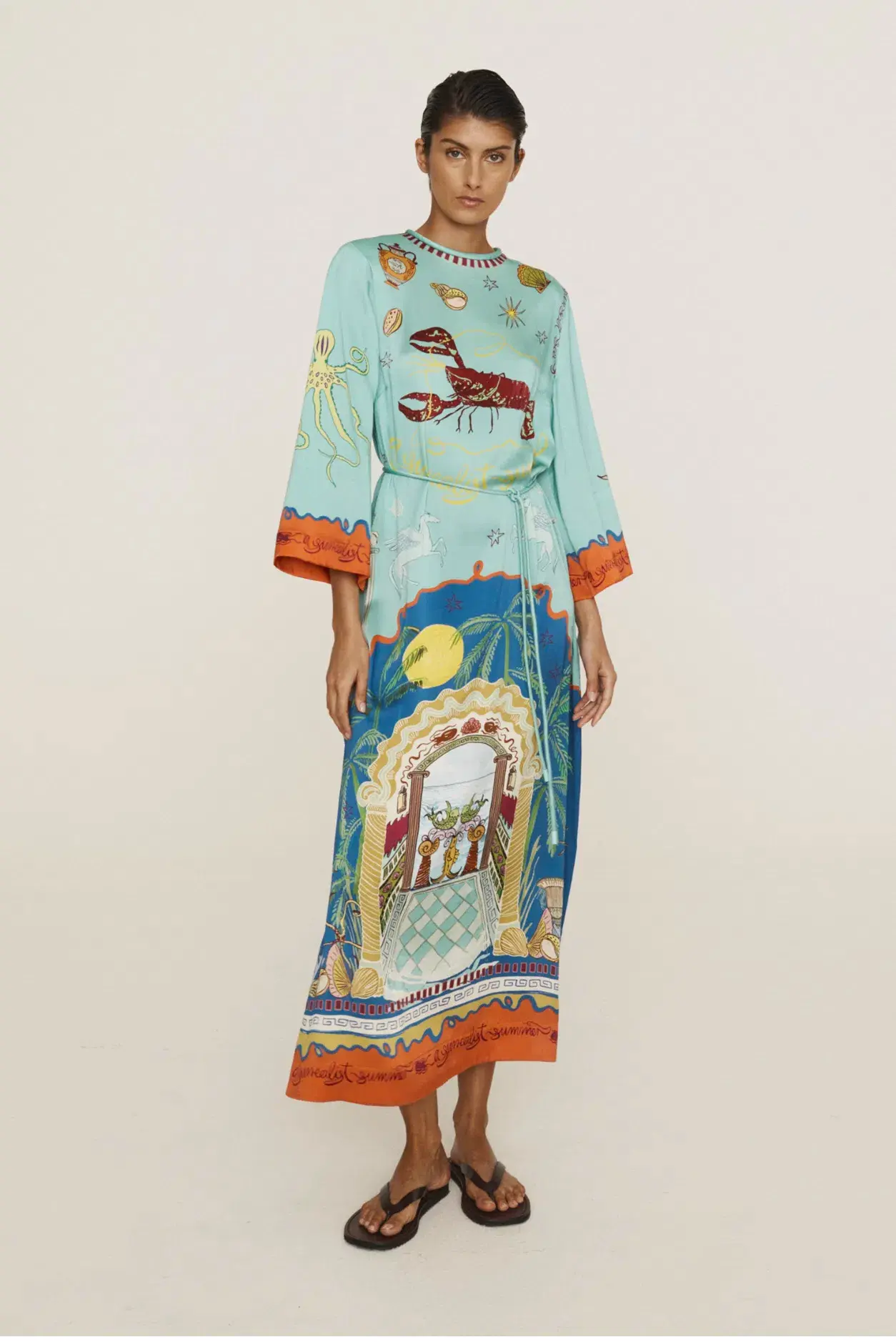 Alemais Surrealist Summer Silk Midi Dress Multi Size 16 - Image 1