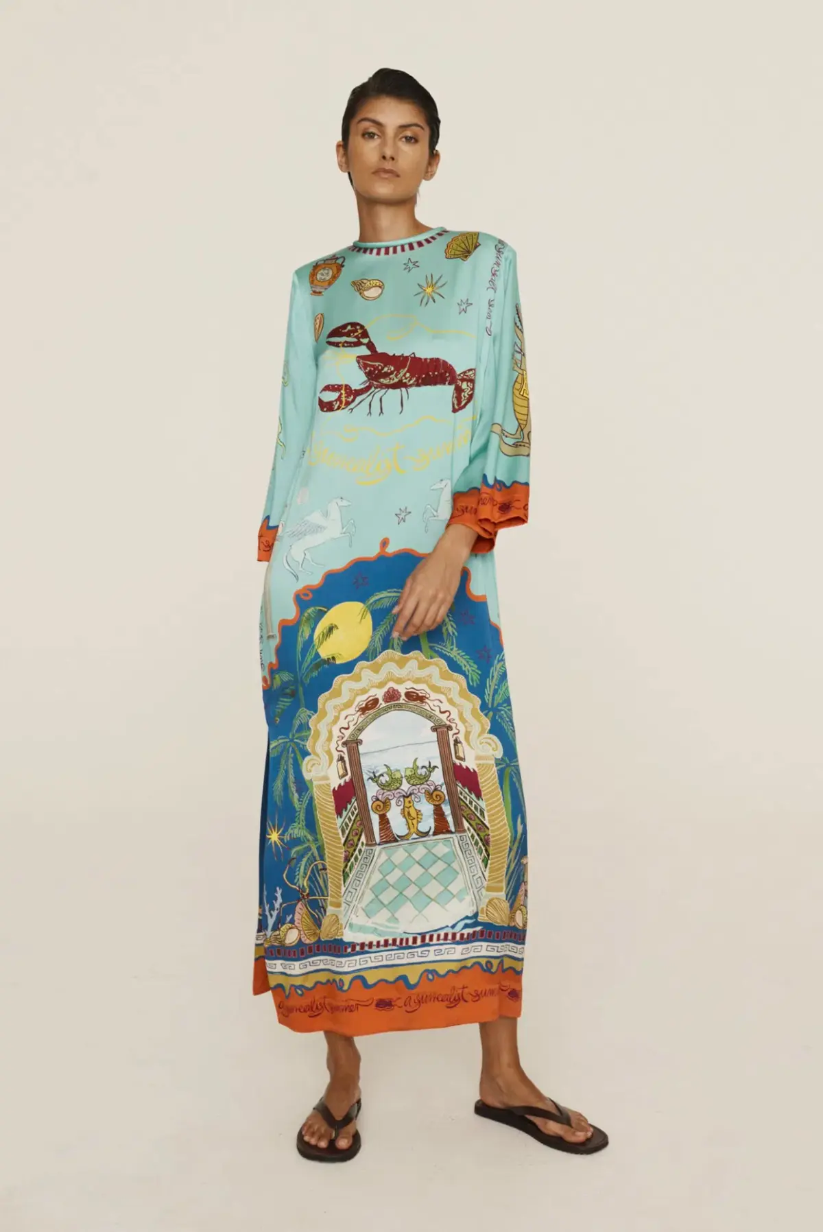 Alemais Surrealist Summer Silk Midi Dress Multi Size 16 - Image 7
