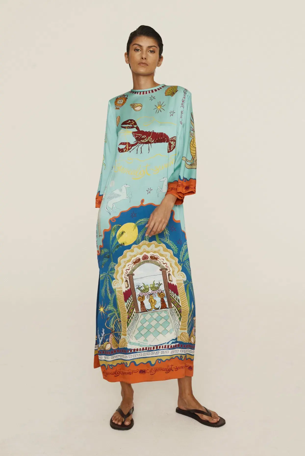 Alemais Surrealist Summer Silk Midi Dress Multi Size 16 - Image 7