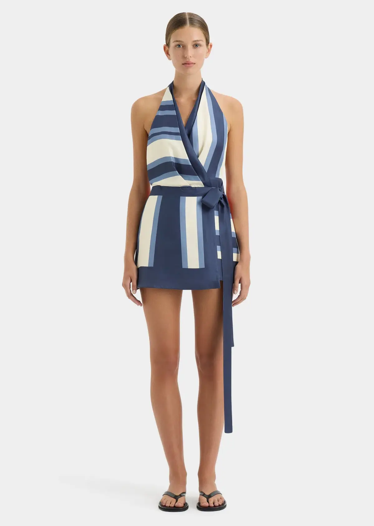 Sir the Label Dazed Wrap Halter Mini Dress Studio Print Size 0 / AU 6 - Image 1