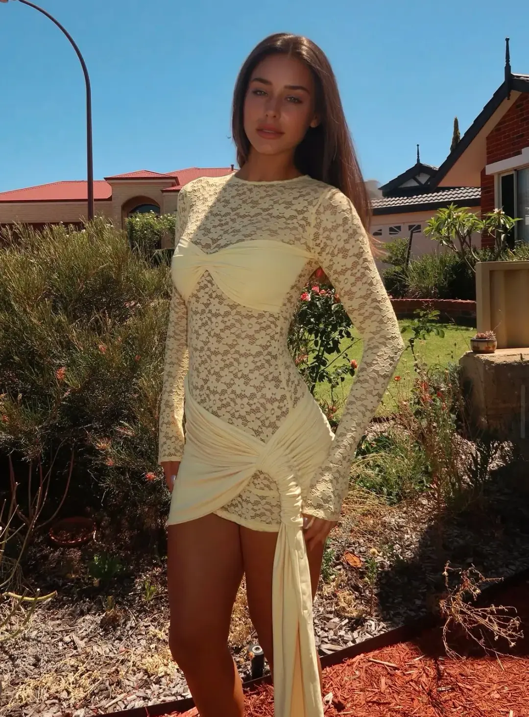 Deconduarte Ortigia MIni Dress in Baby Yellow Size 8 for rent on The Volte - main image