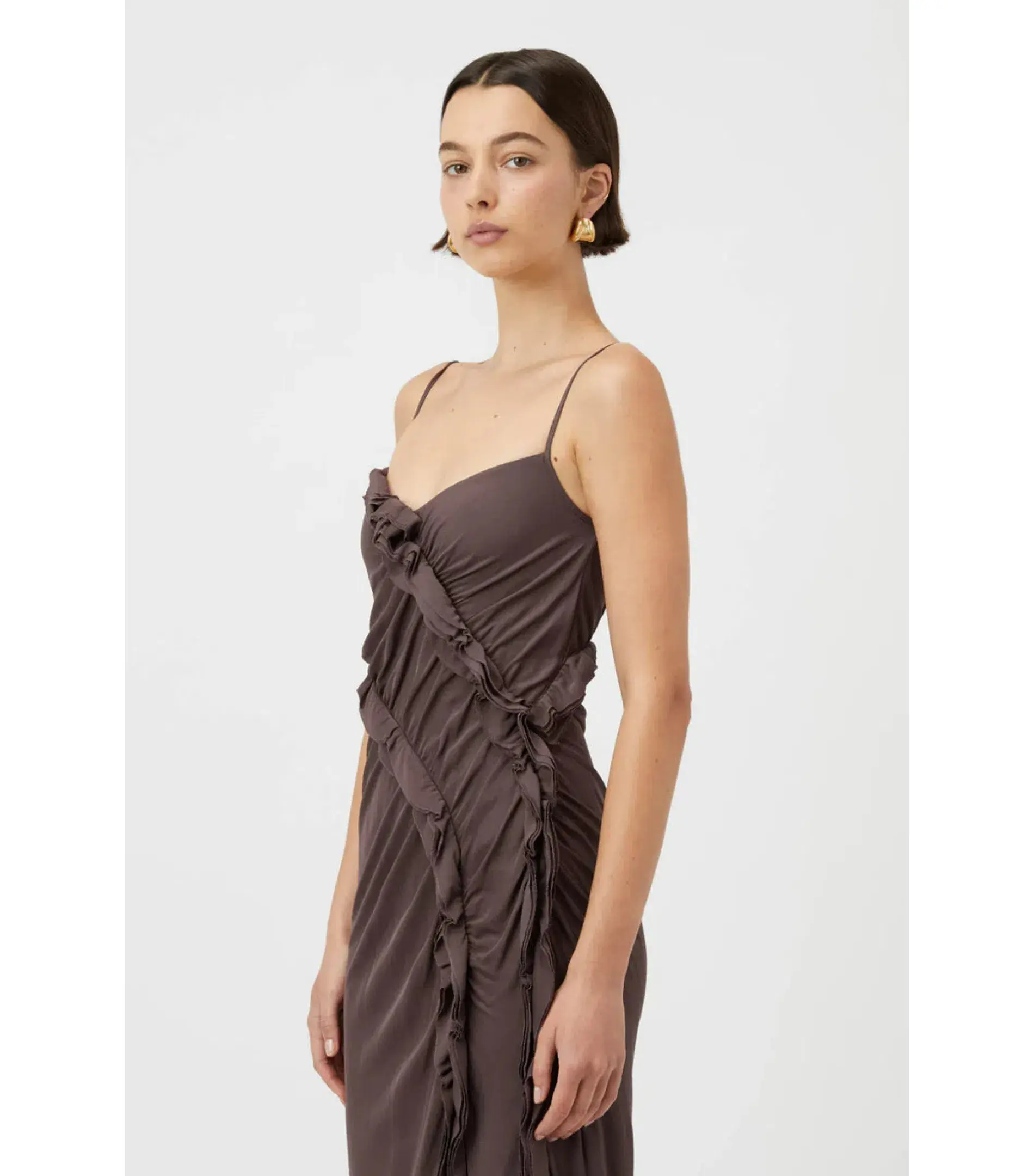 Camilla and Marc Emil Slip Midi Dress Brown Size AU 8 - Image 2