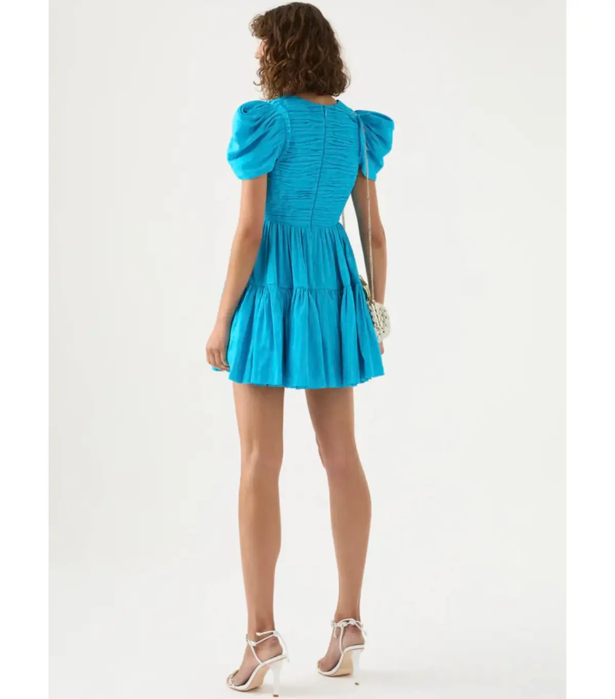 Aje Severine Tiered Mini Dress in Sky Blue Size AU 16   - Image 3