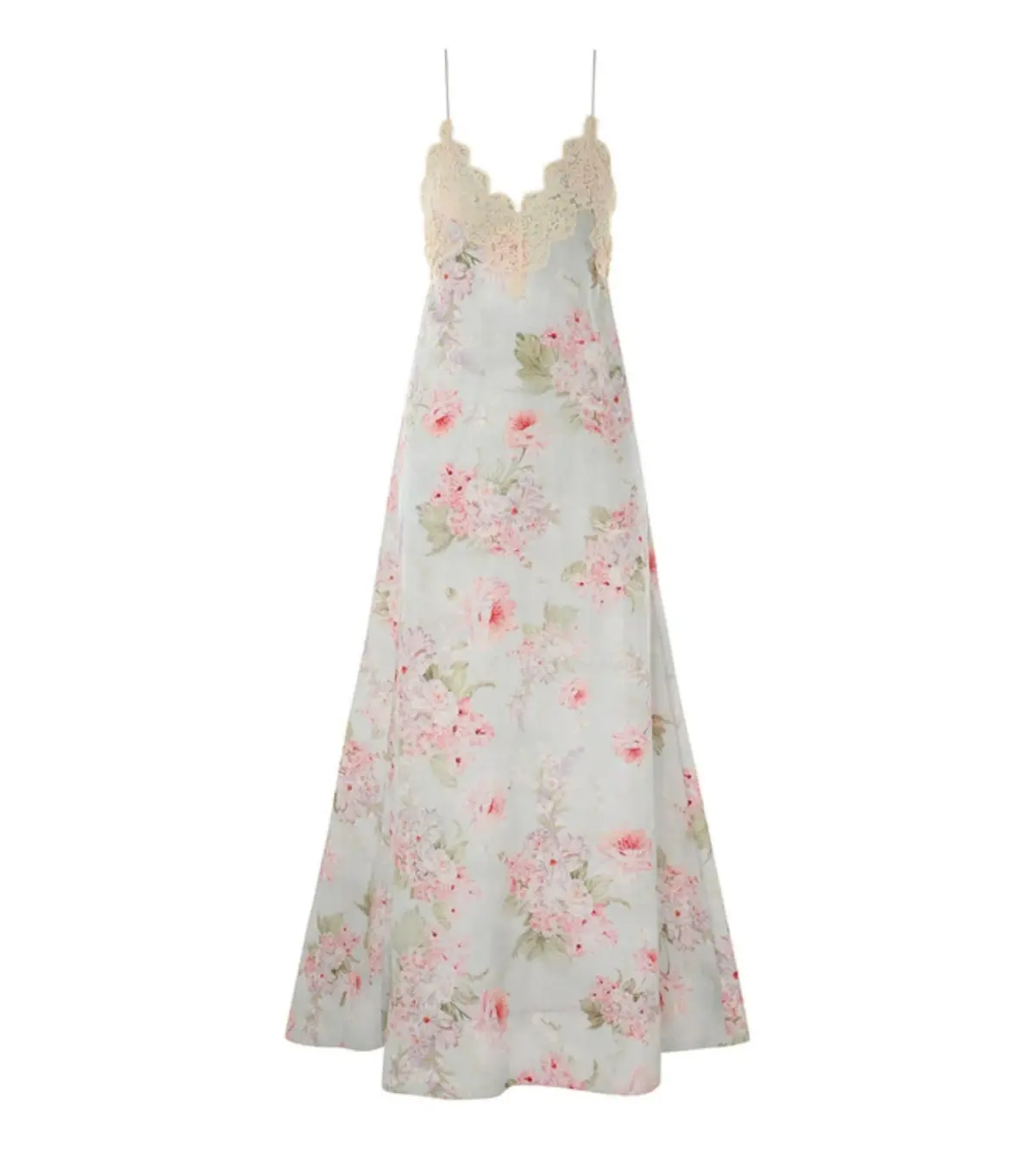 Zimmermann Halliday A-Line Maxi Dress in Blue Watercolour Floral Size 0 / AU 8 - Image 3