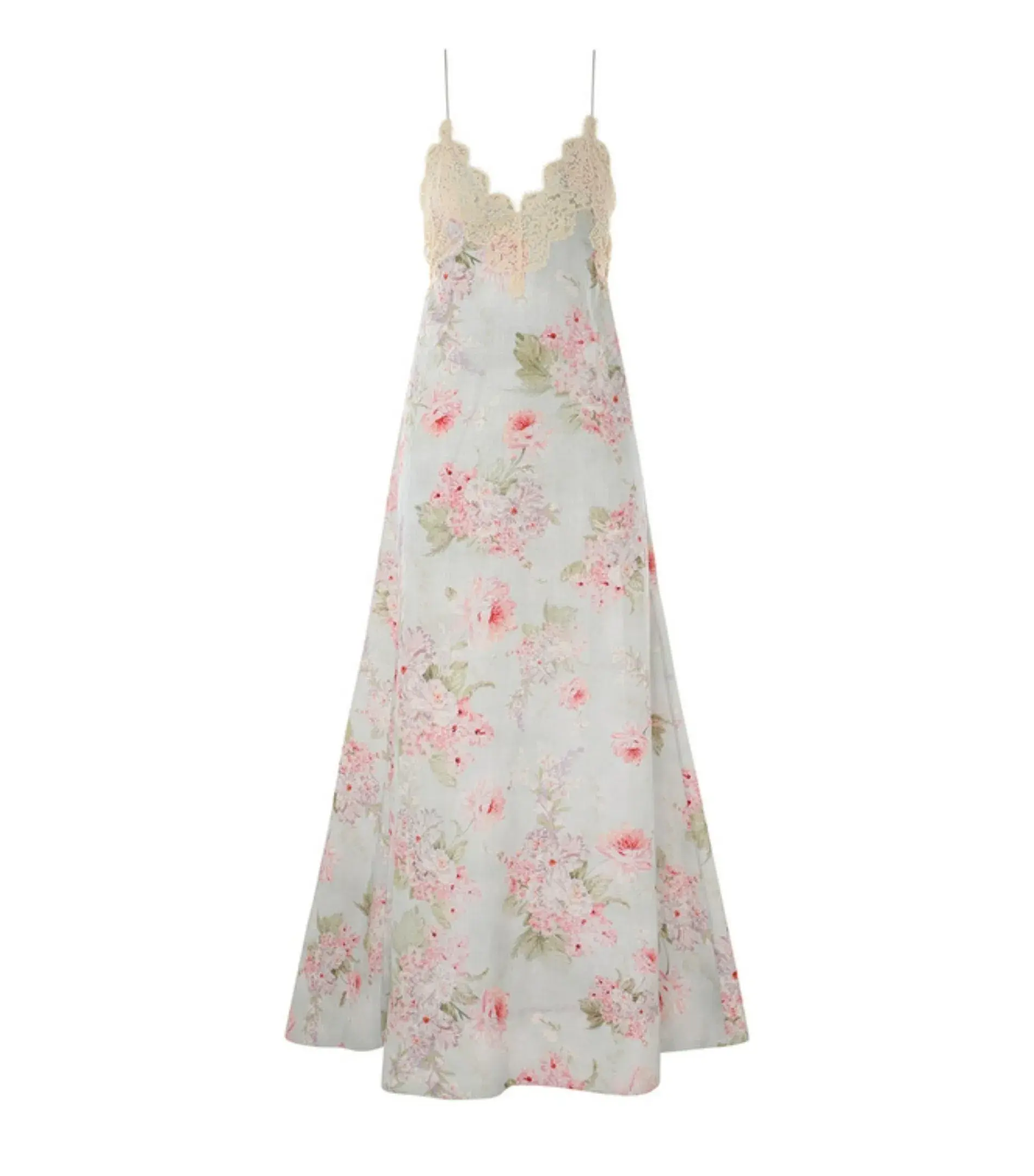 Zimmermann Halliday A-Line Maxi Dress in Blue Watercolour Floral Size 0 / AU 8 - Image 3