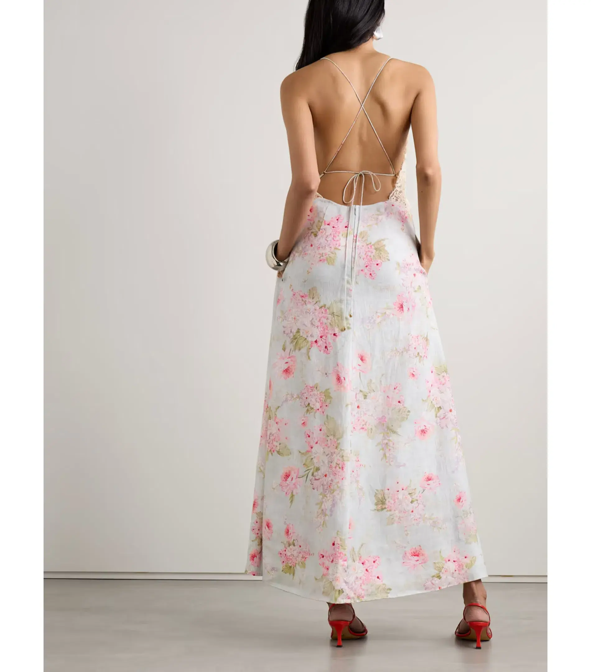 Zimmermann Halliday A-Line Maxi Dress in Blue Watercolour Floral Size 0 / AU 8 - Image 2