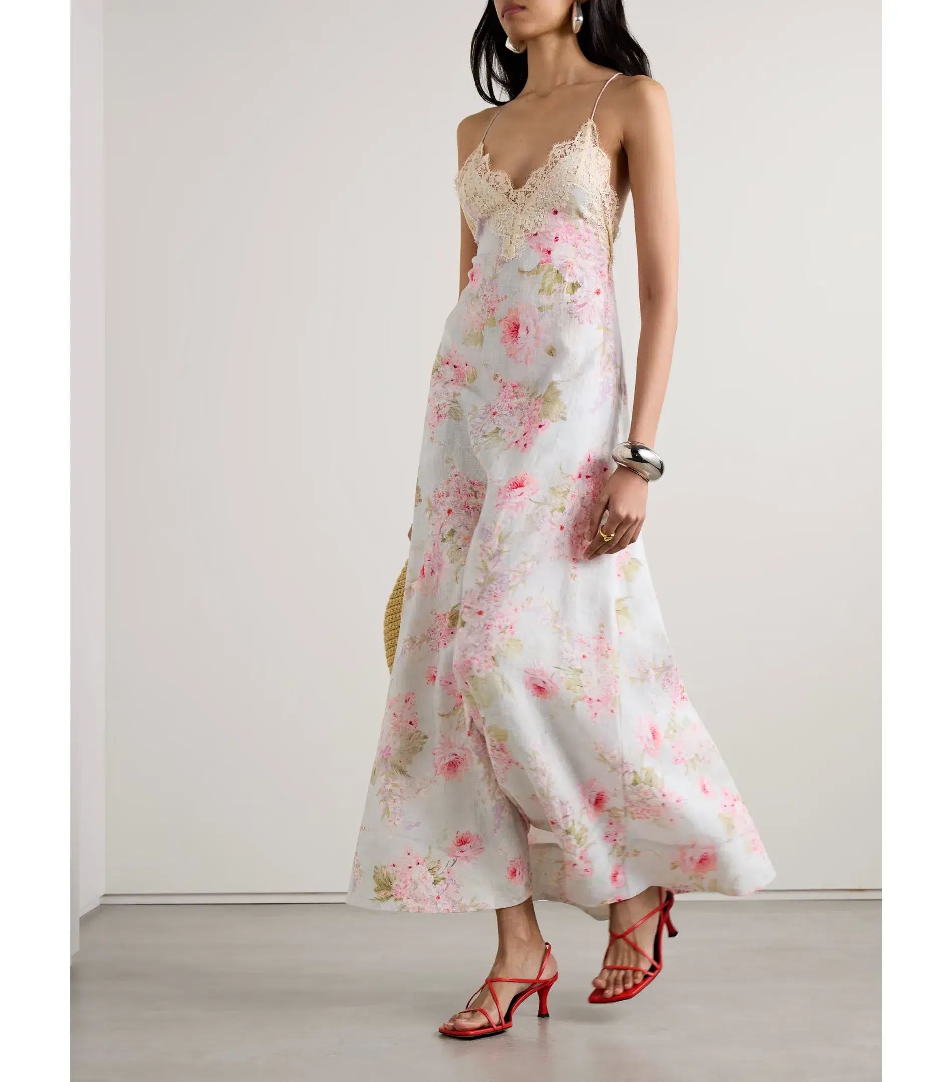 Zimmermann Halliday A-Line Maxi Dress in Blue Watercolour Floral Size 0 / AU 8 - Image 1