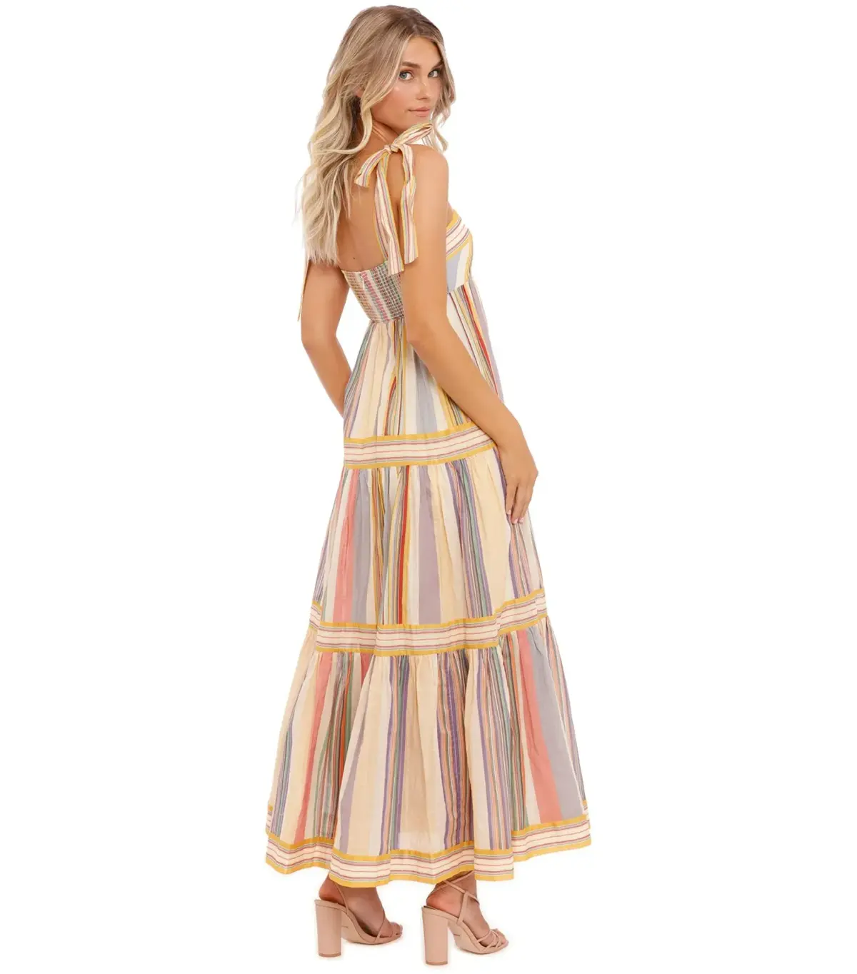 Zimmermann Mae Striped Cotton Maxi Dress in Multi Stripe Size 0 / AU 8 - Image 3